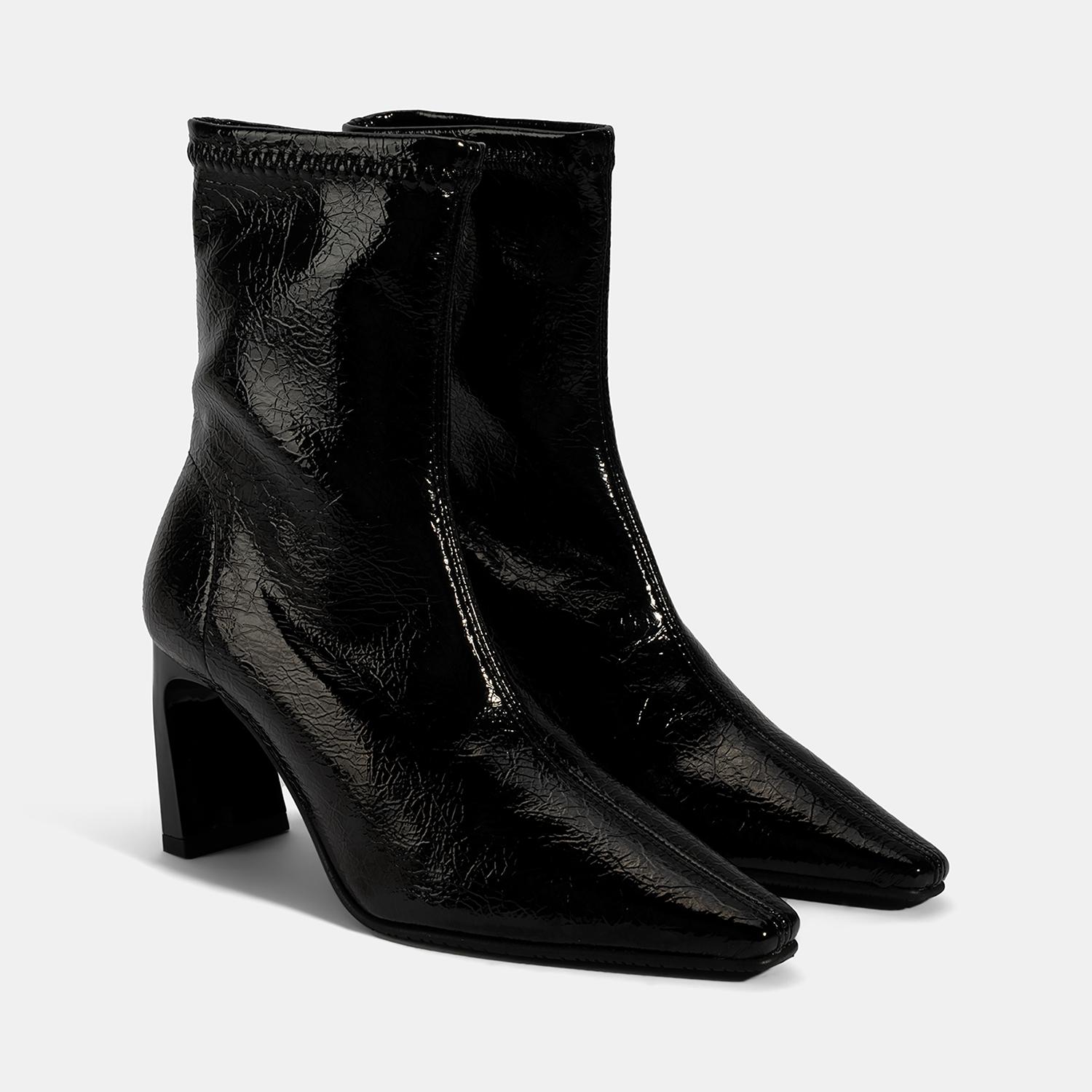 Kadın Siyah Kalın Topuklu Stretch Bot