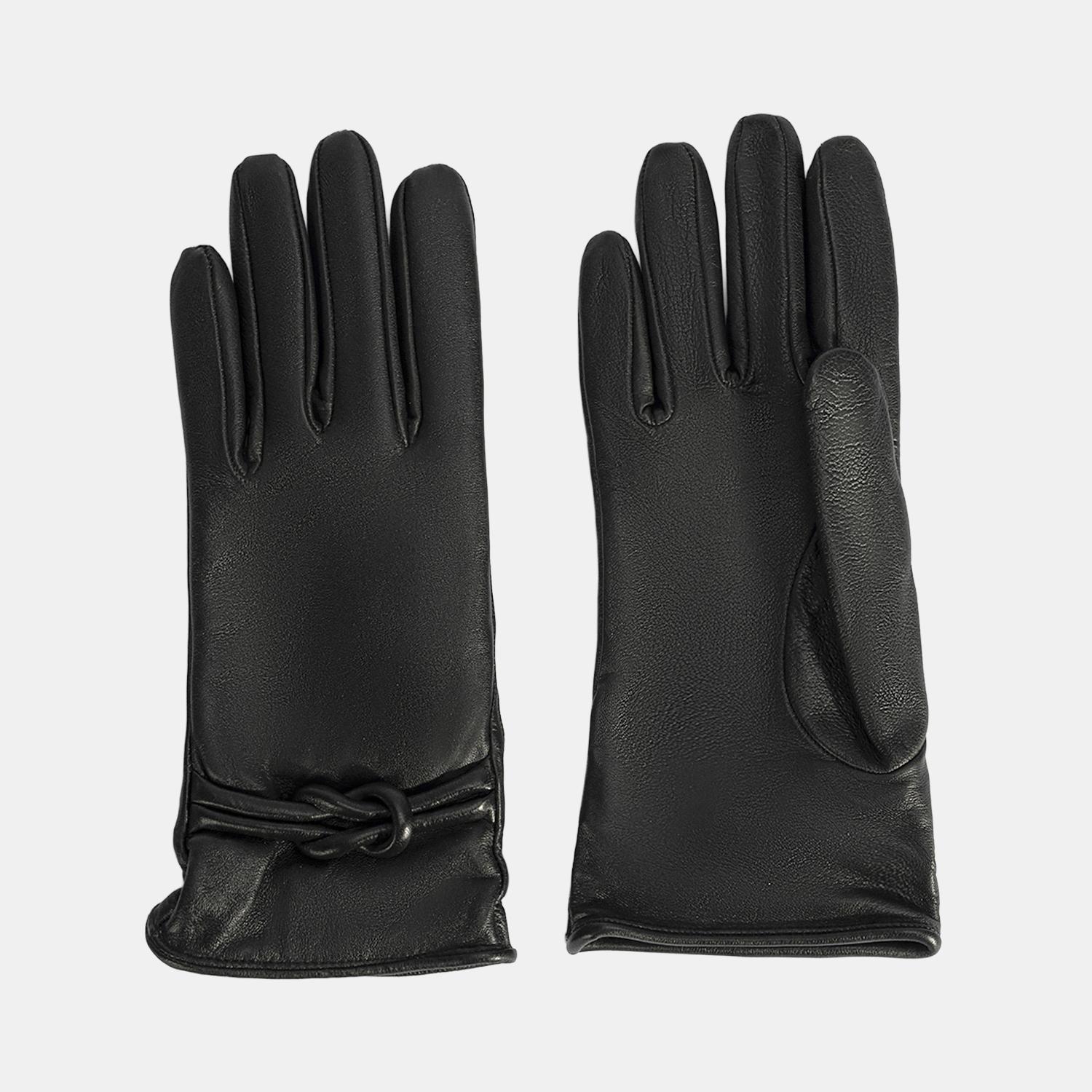 Siyah Kadın Deri Eldiven