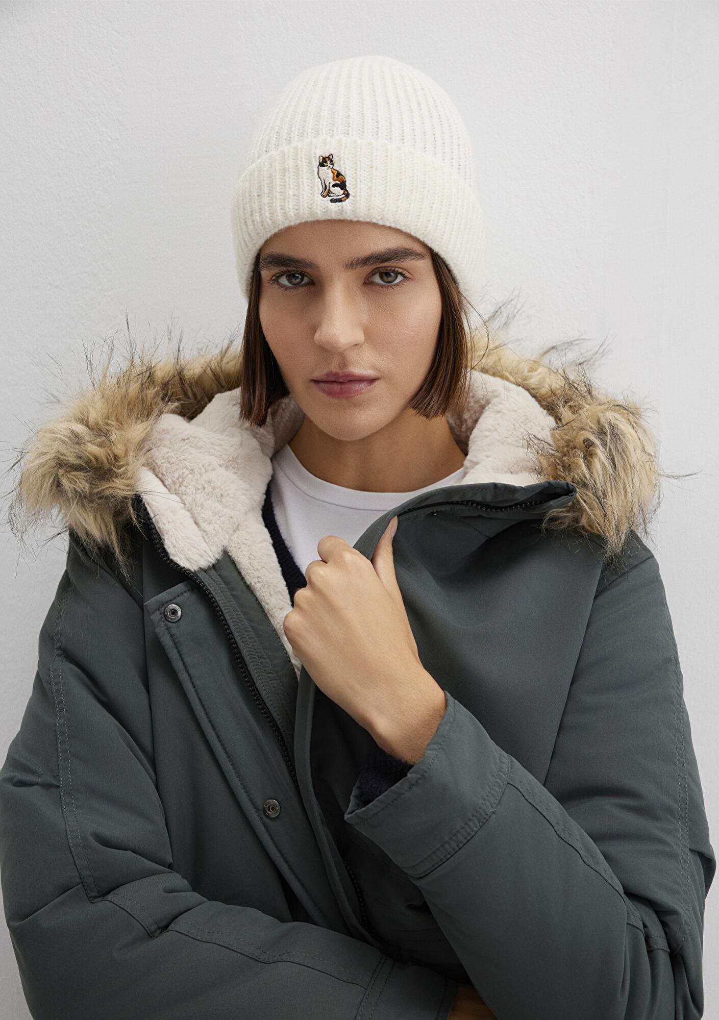 Mavi Kedi Nakışlı Ekru Bere 1913940-80194