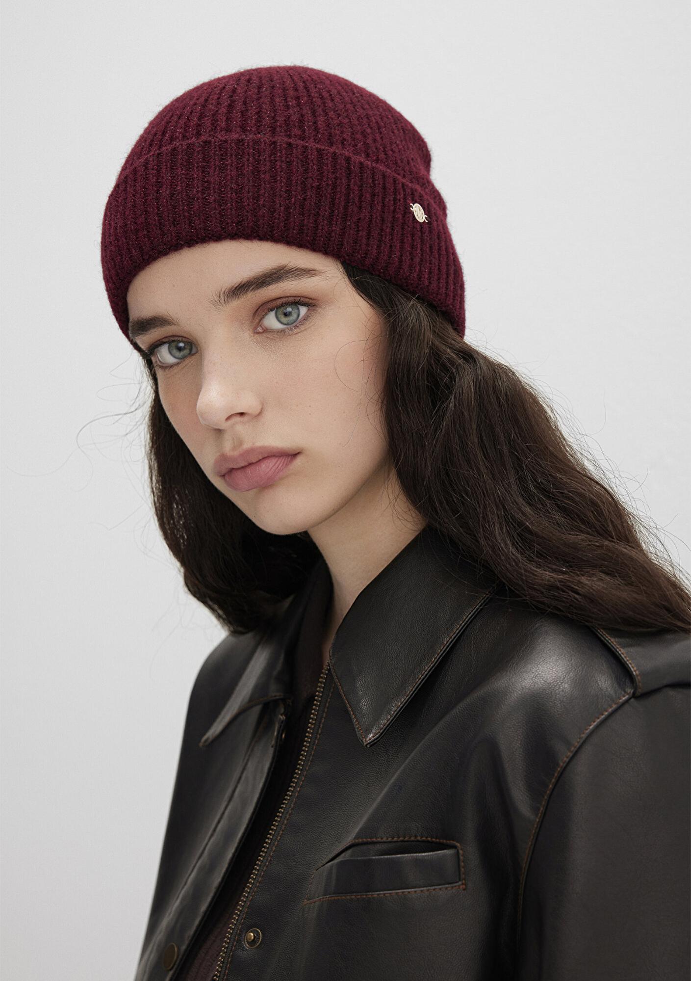 Mavi Yün Karışımlı Bordo Bere 1913608-24862