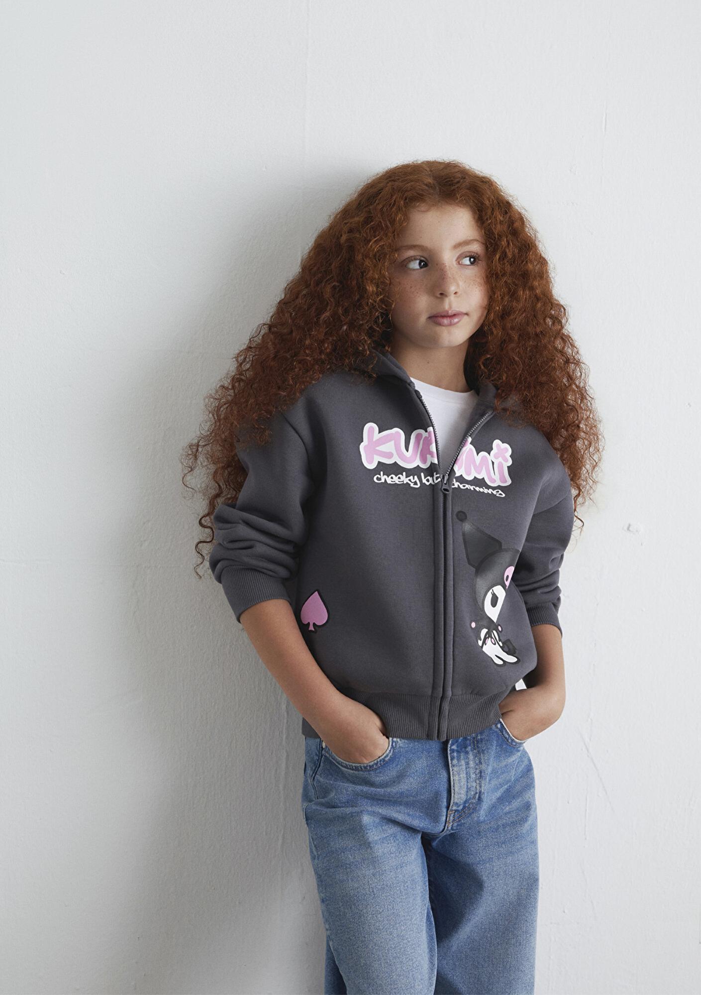 Mavi Kuromi Baskılı Fermuarlı Sweatshirt 7S10167-85309