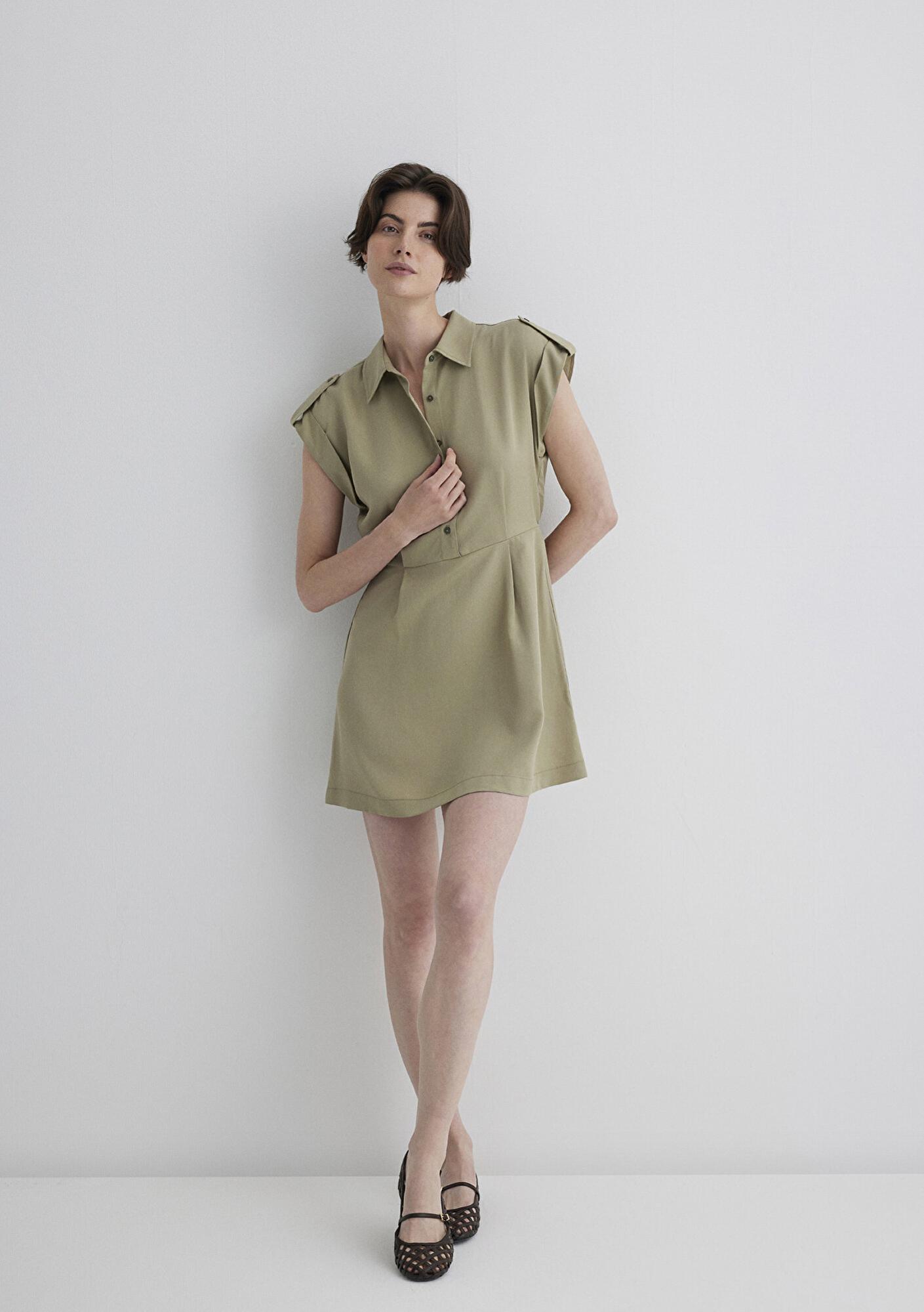 Mavi Yeşil Gömlek Elbise 1310758-86749