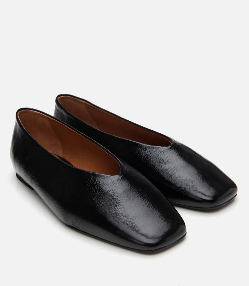 Kadın Rugan Deri Siyah Babet