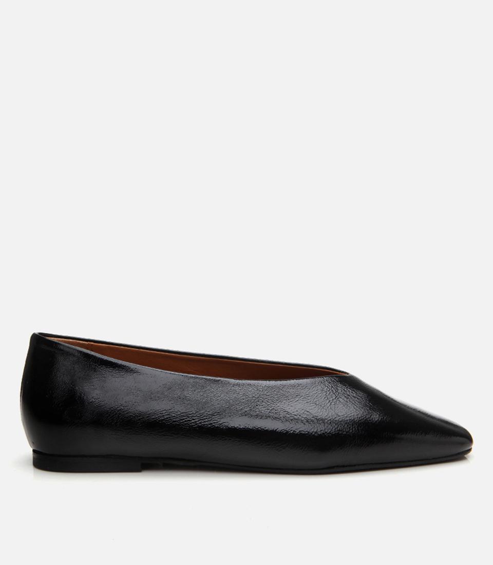 Kadın Rugan Deri Siyah Babet