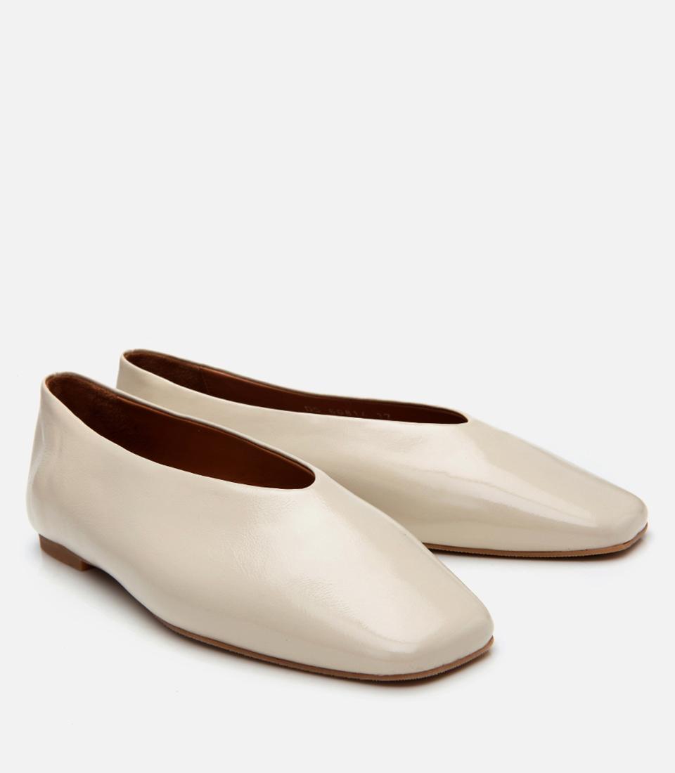 Kadın Rugan Deri Bej Babet