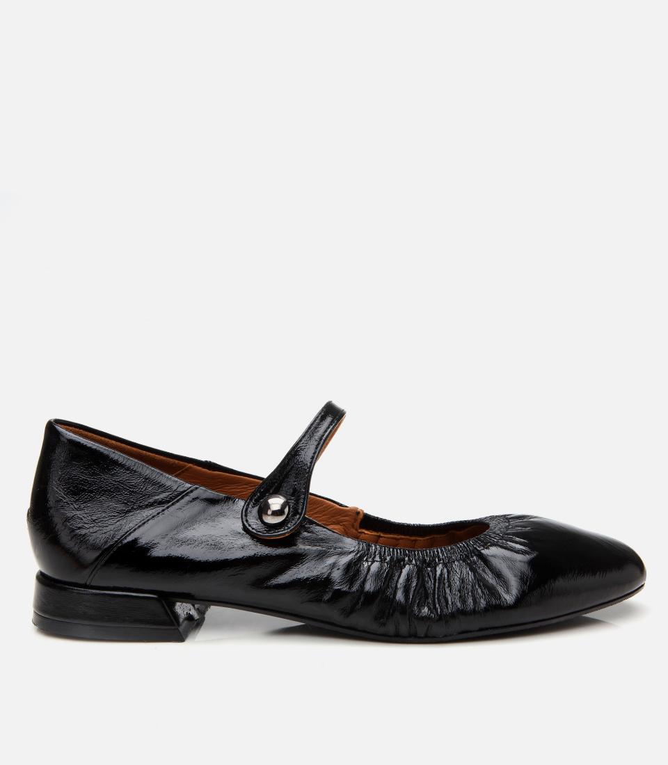 Kadın Deri Siyah Mary Jane Tokalı Babet