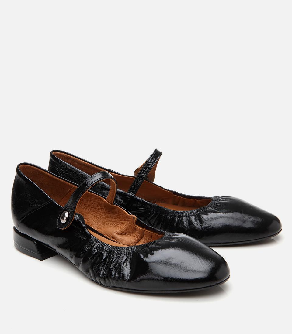 Kadın Deri Siyah Mary Jane Tokalı Babet