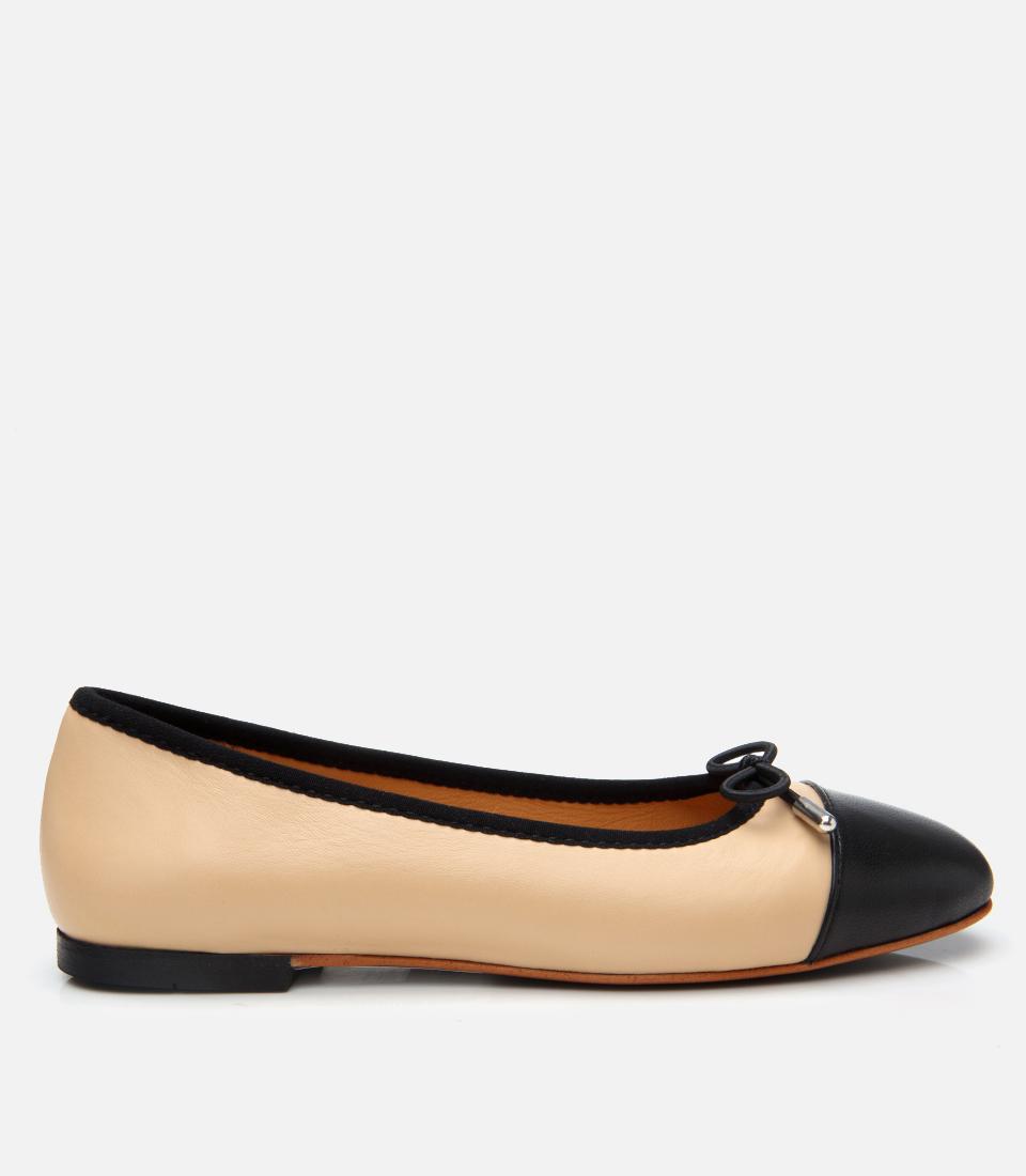 Kadın Deri Bej Esnek Tabanlı Babet