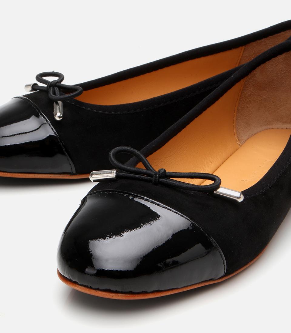 Kadın Süet Deri Siyah Esnek Tabanlı Babet