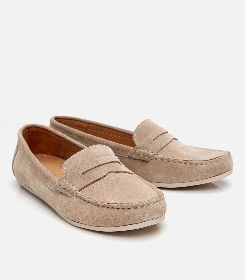 Kadın Süet Deri Bej Günlük Loafer