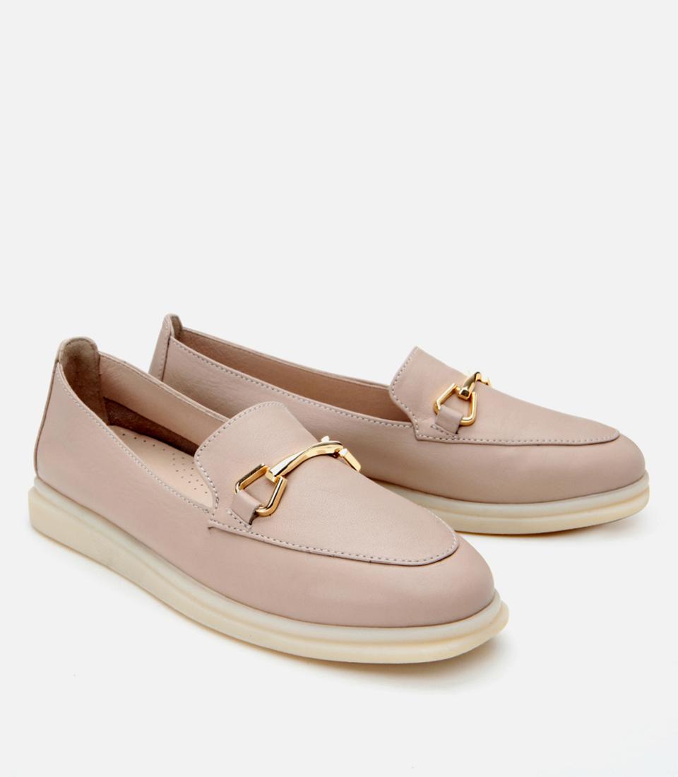 Kadın Deri Vizon Tokalı Günlük Loafer