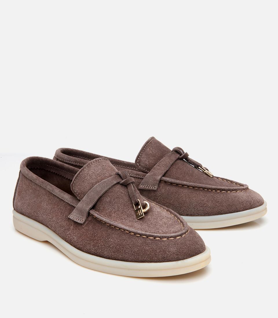 Kadın Süet Deri Vizon Klasik Loafer