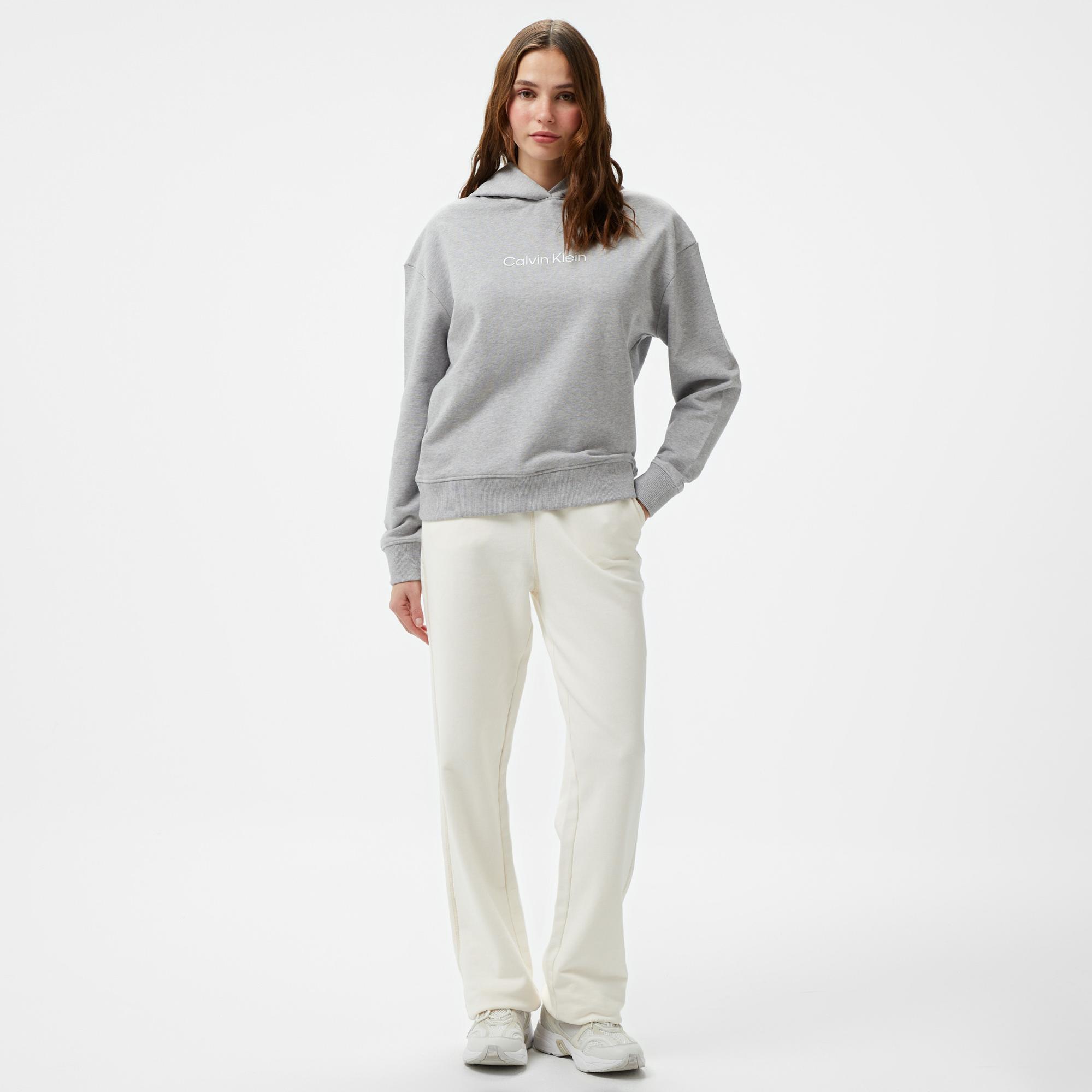 Calvin Klein Hero Logo Kadın Gri Hoodie