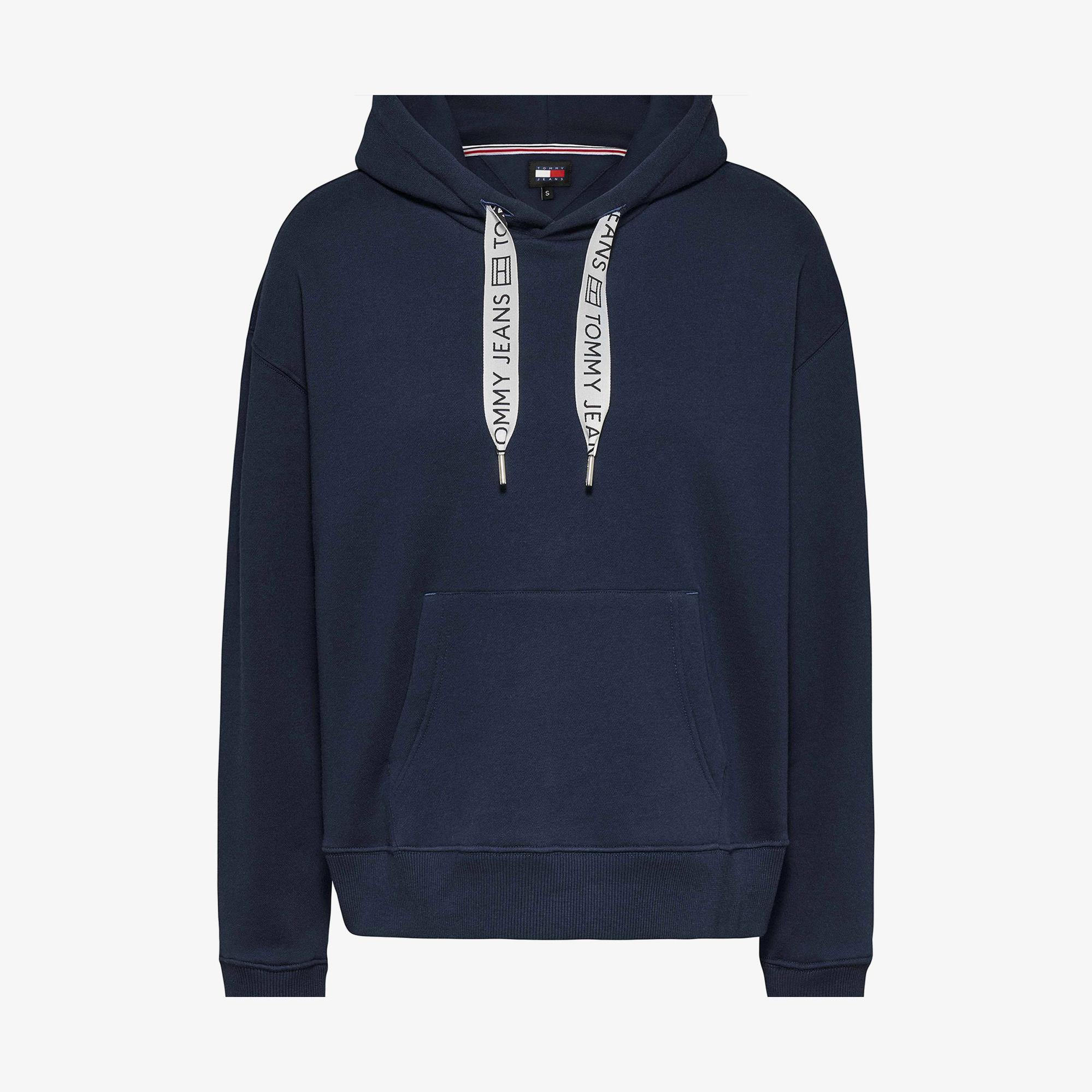 Tommy Jeans Logo Drawcord Kadın Mavi Sweatshirt