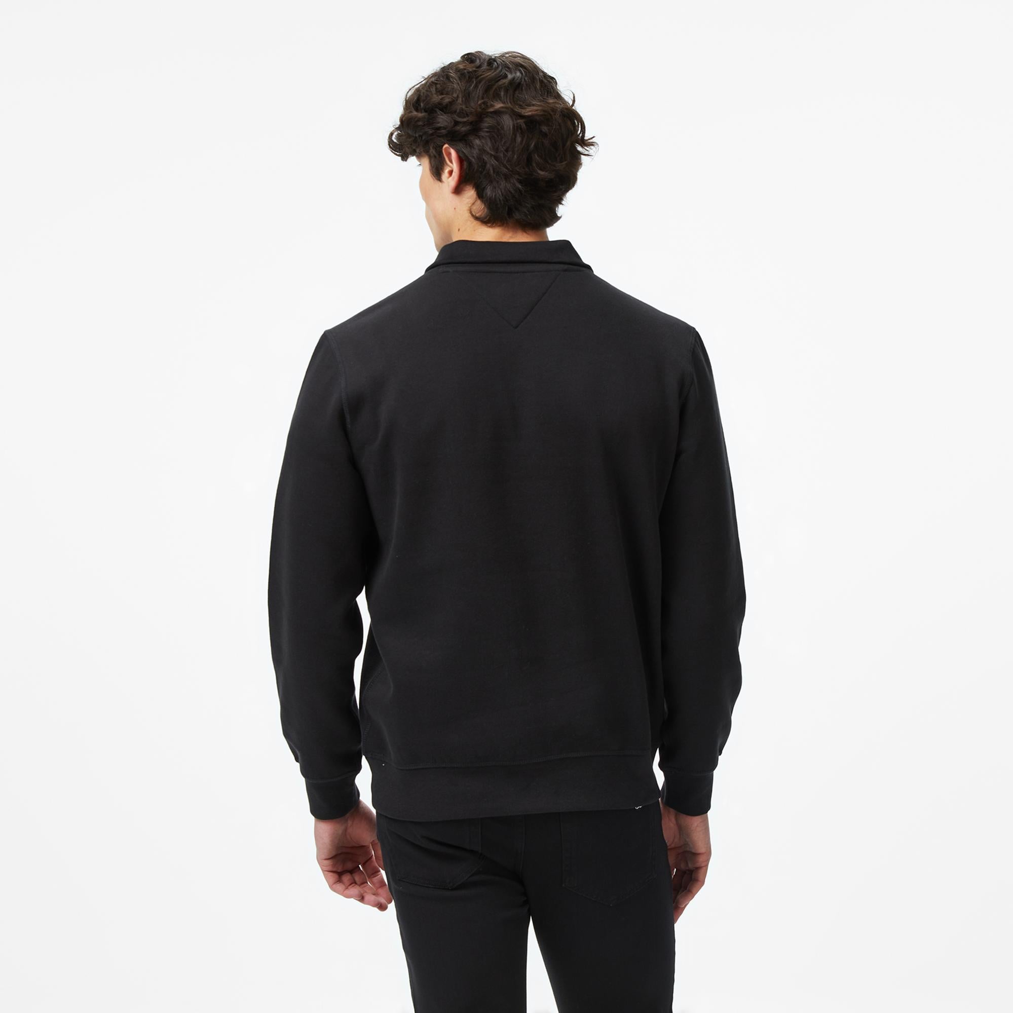 Tommy Hilfiger Essential Fleece 1/4 Erkek Yarım Fermuarlı Siyah Sweatshirt