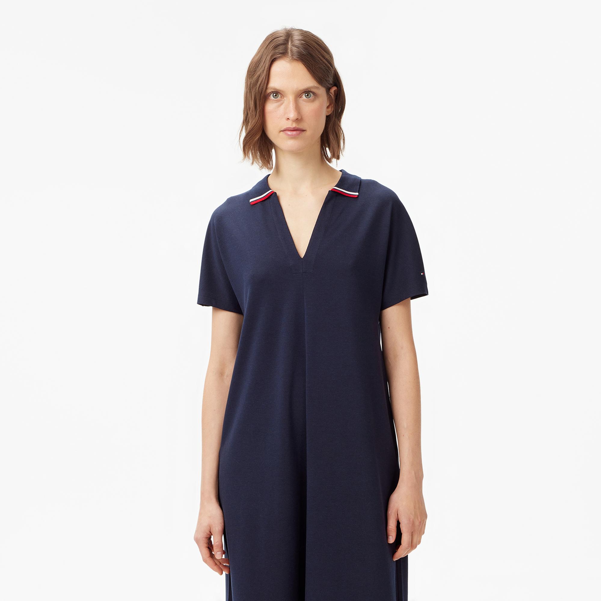 Tommy Hilfiger Lyocell Tipping Kadın Lacivert Elbise