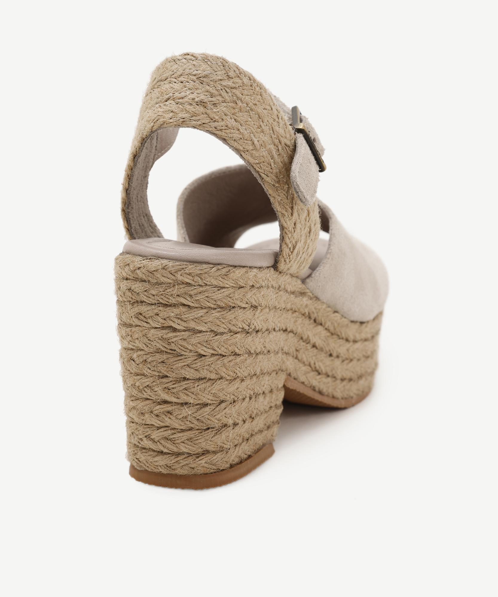 YARGICI Hasır Toka Detaylı Yüksek Deri Espadril