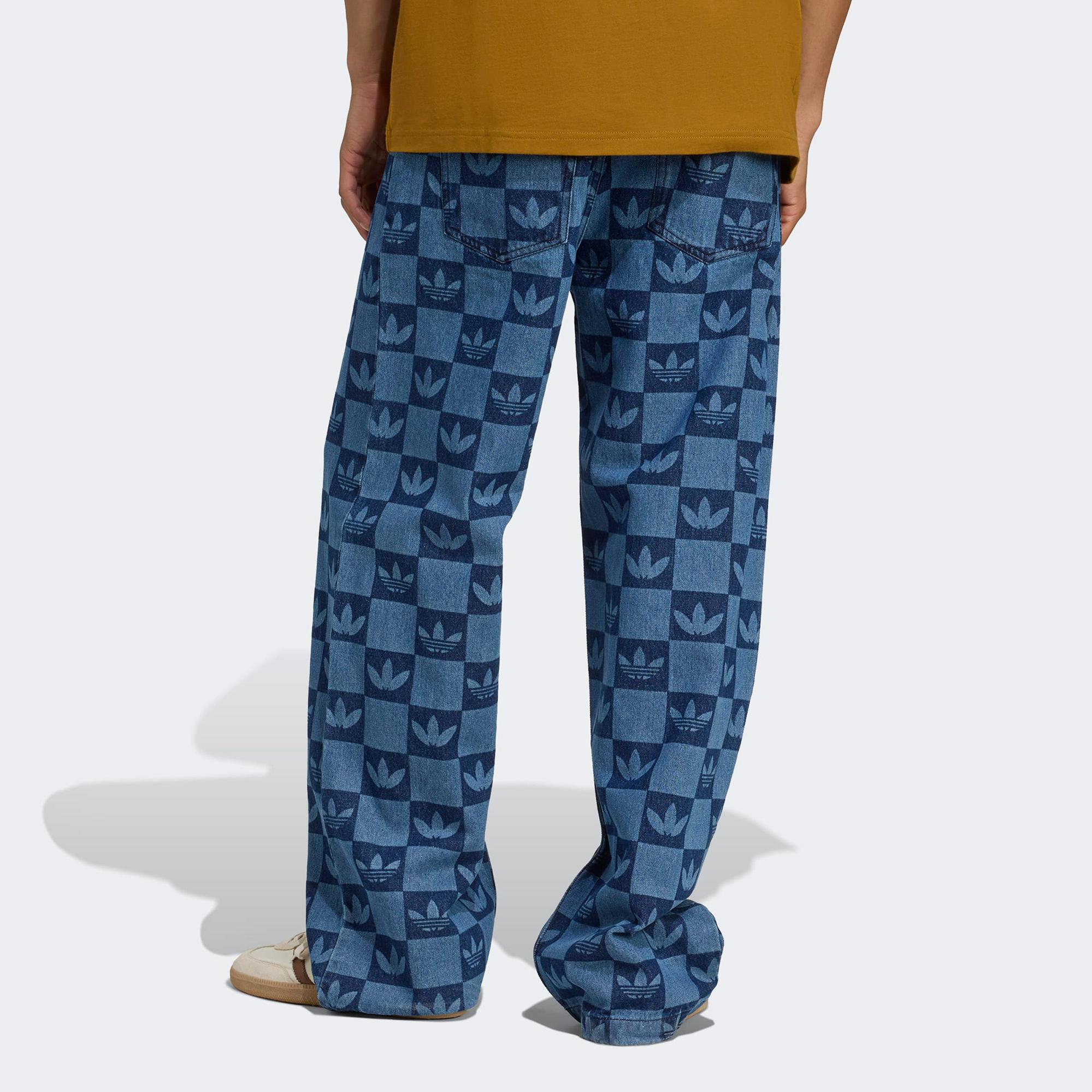 adidas Monogram All Over Print Regular Denim Mavi Erkek Pantolon