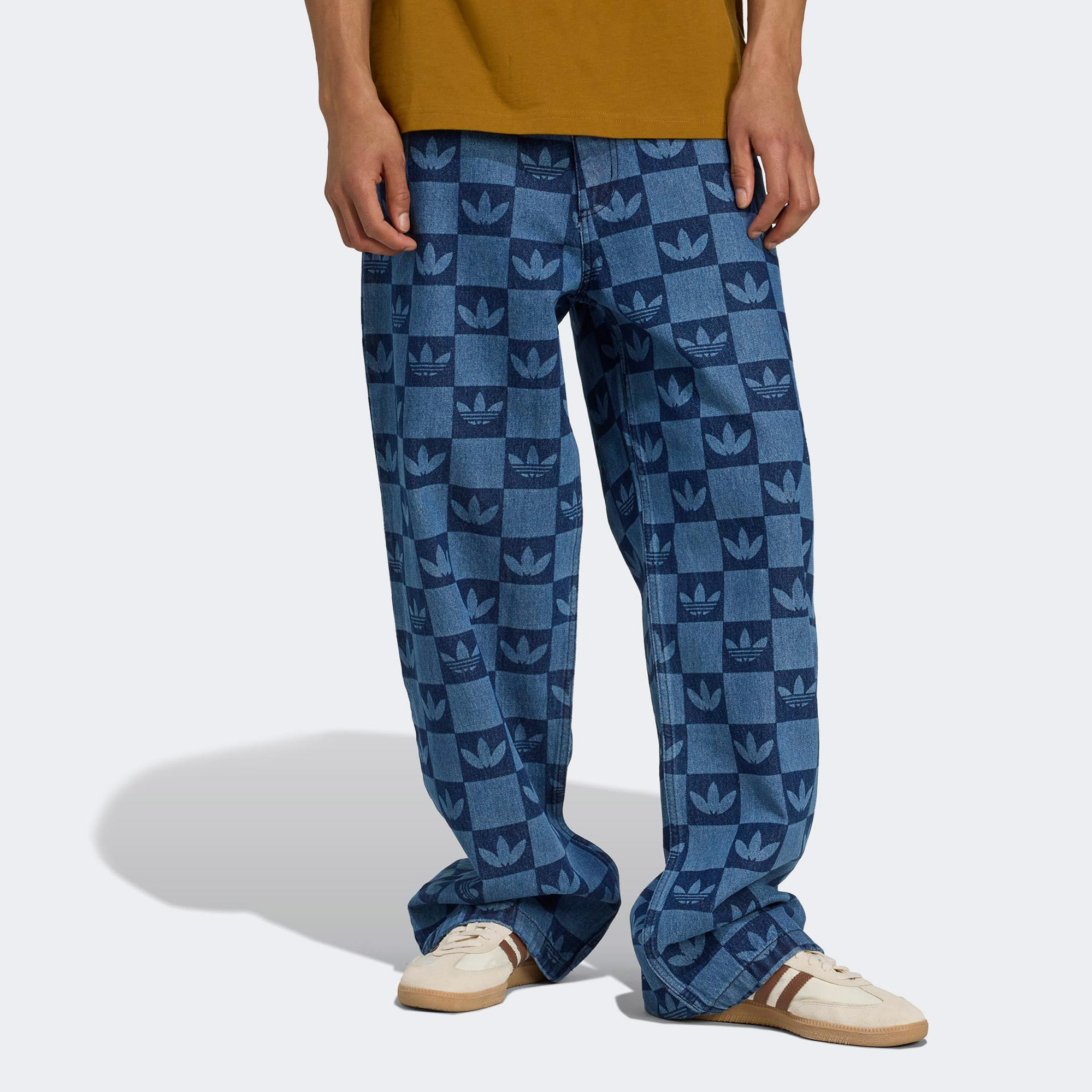 adidas Monogram All Over Print Regular Denim Mavi Erkek Pantolon