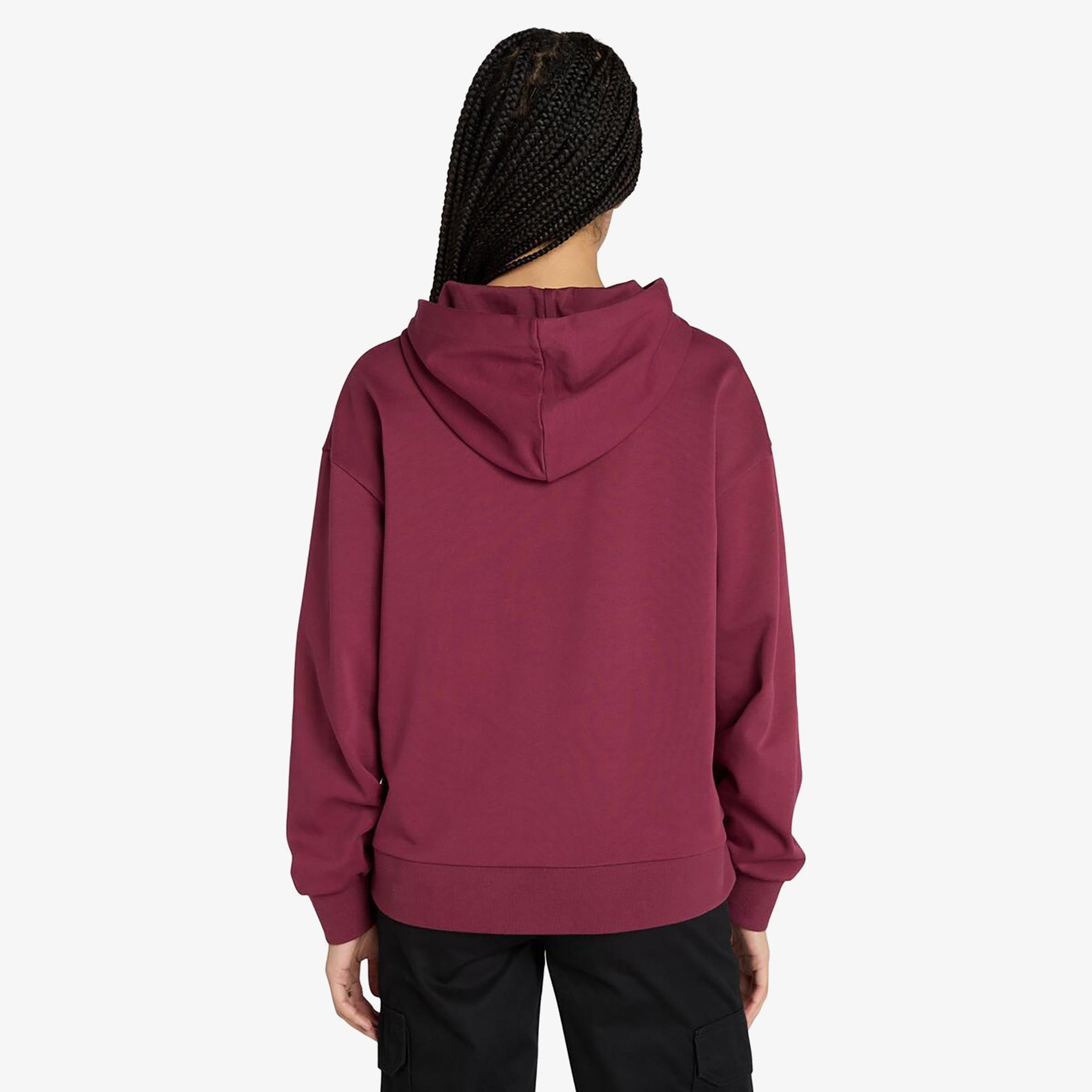 Timberland Stack Logo Loop Back Kadın Bordo Sweatshirt