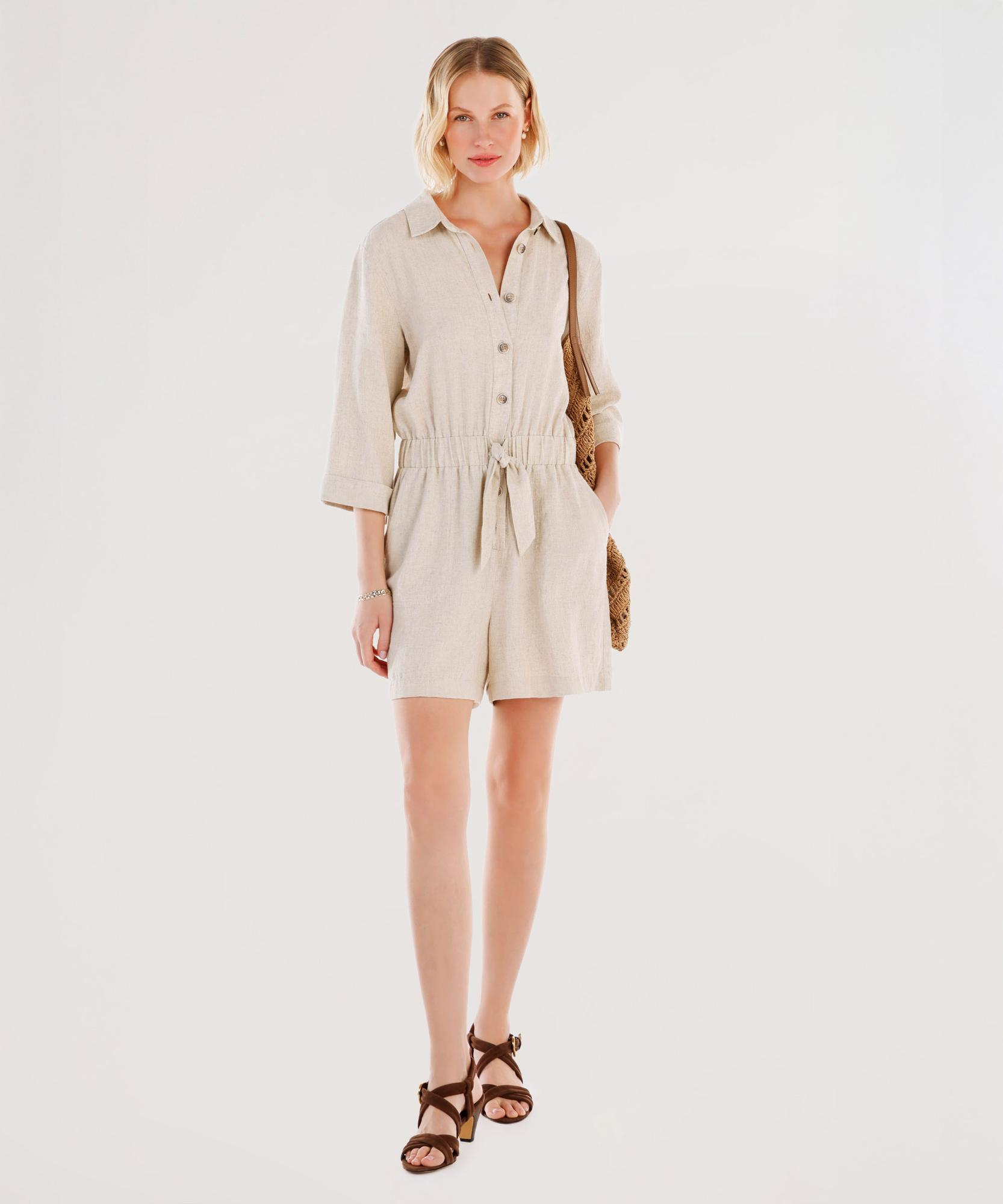 YARGICI Kemerli Beli Lastikli Bermuda Tulum