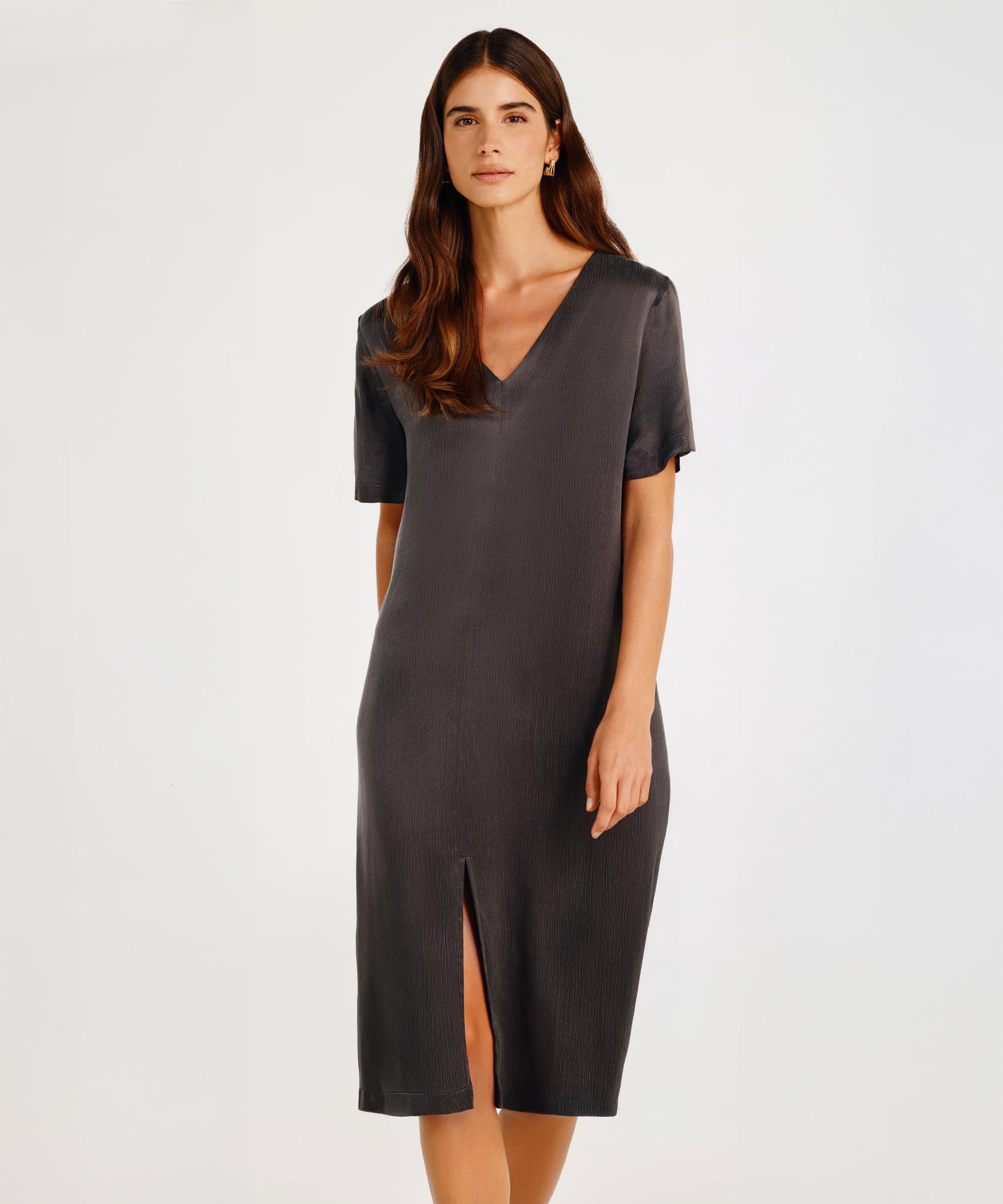 YARGICI V Yaka Dökümlü Elbise