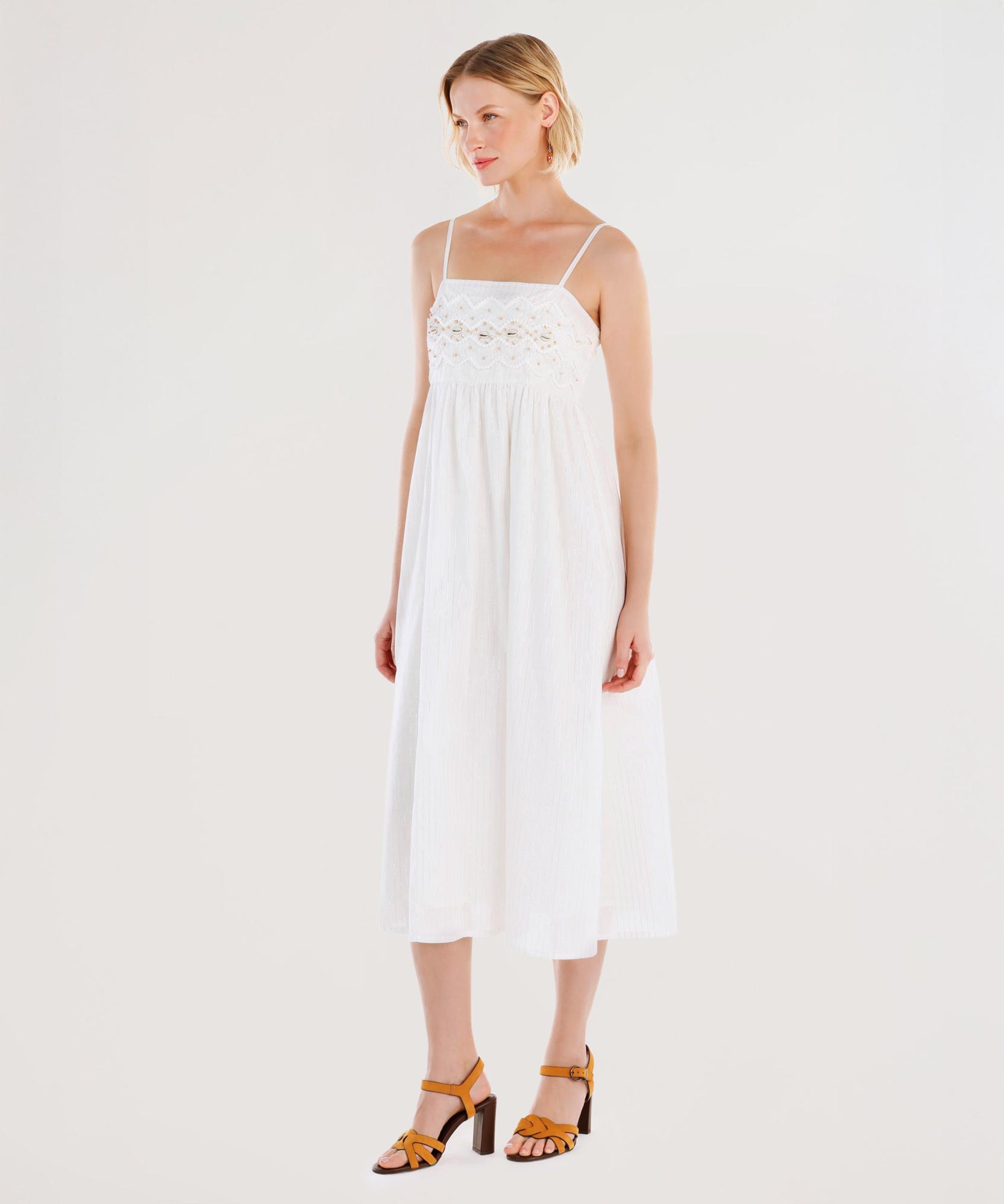 YARGICI Boncuk İşlemeli Askılı Uzun Elbise