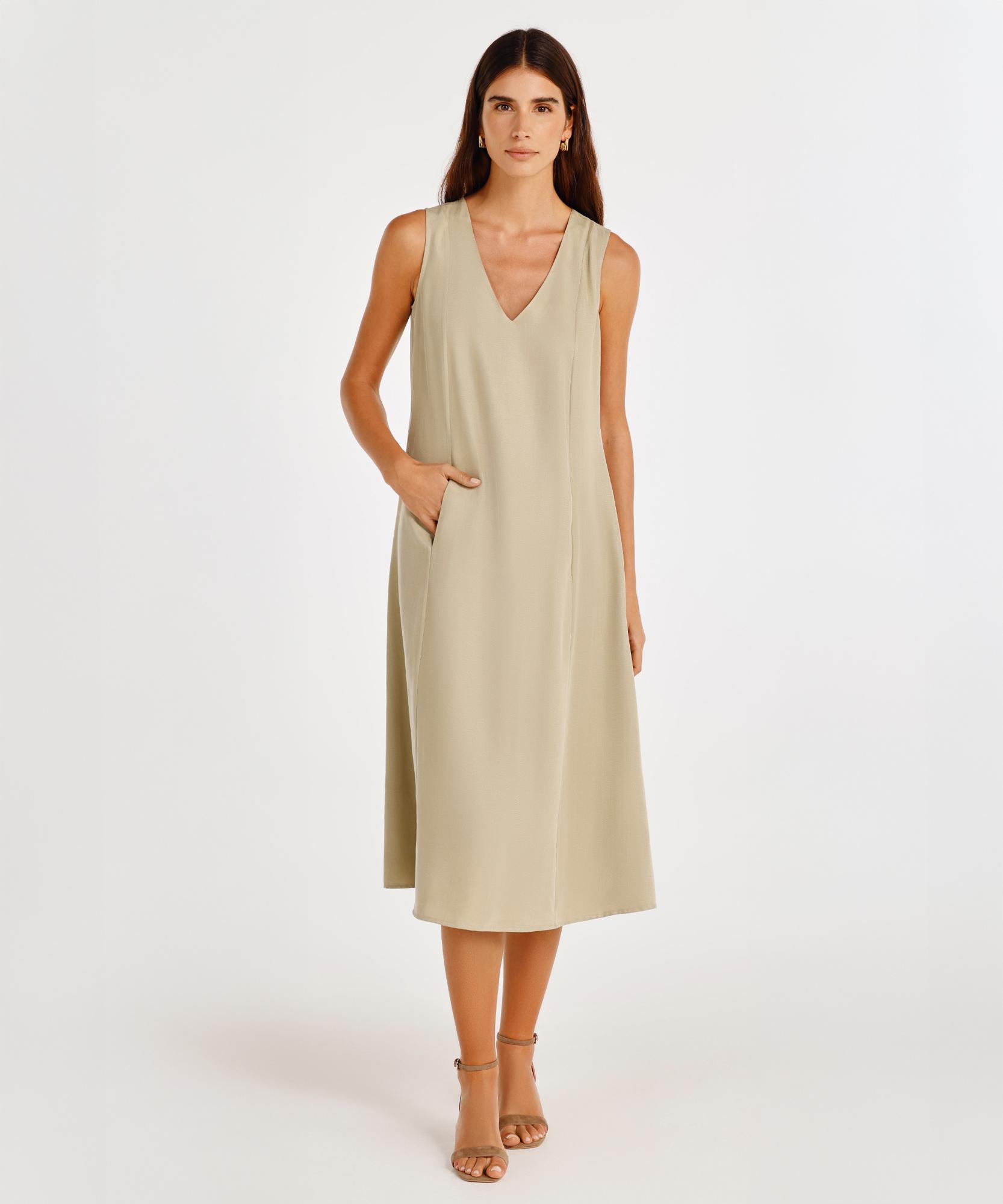 YARGICI V Yaka Panel Kesikli Elbise