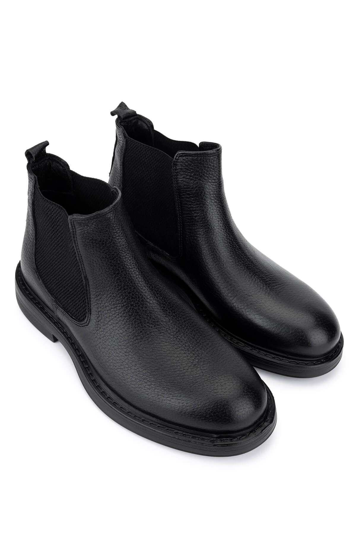 Tamer Tanca Erkek Hakiki Deri Siyah Floter Casual Bot