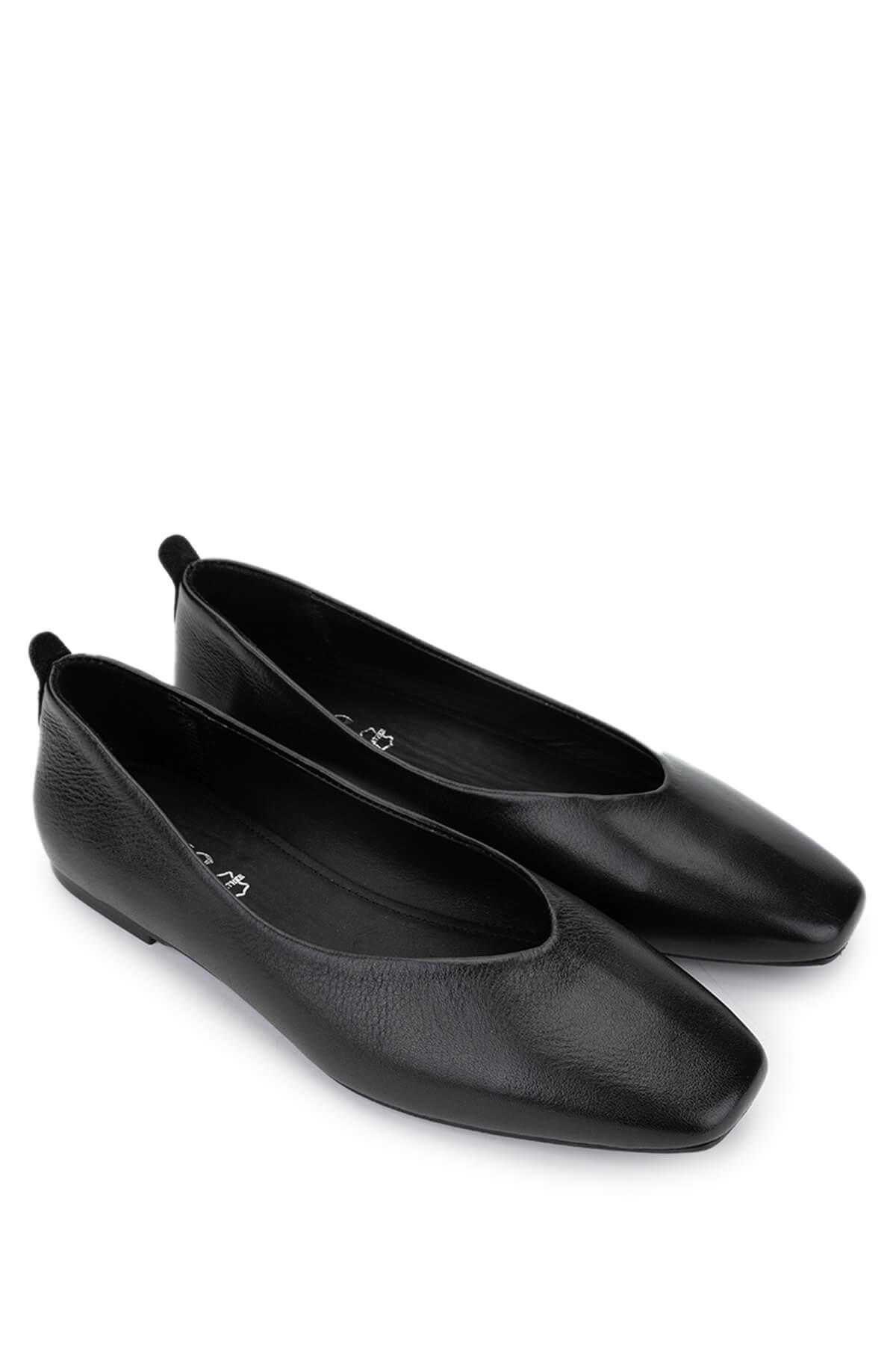 Tamer Tanca Kadın Hakiki Deri Siyah Deri Babet Ayakkabı