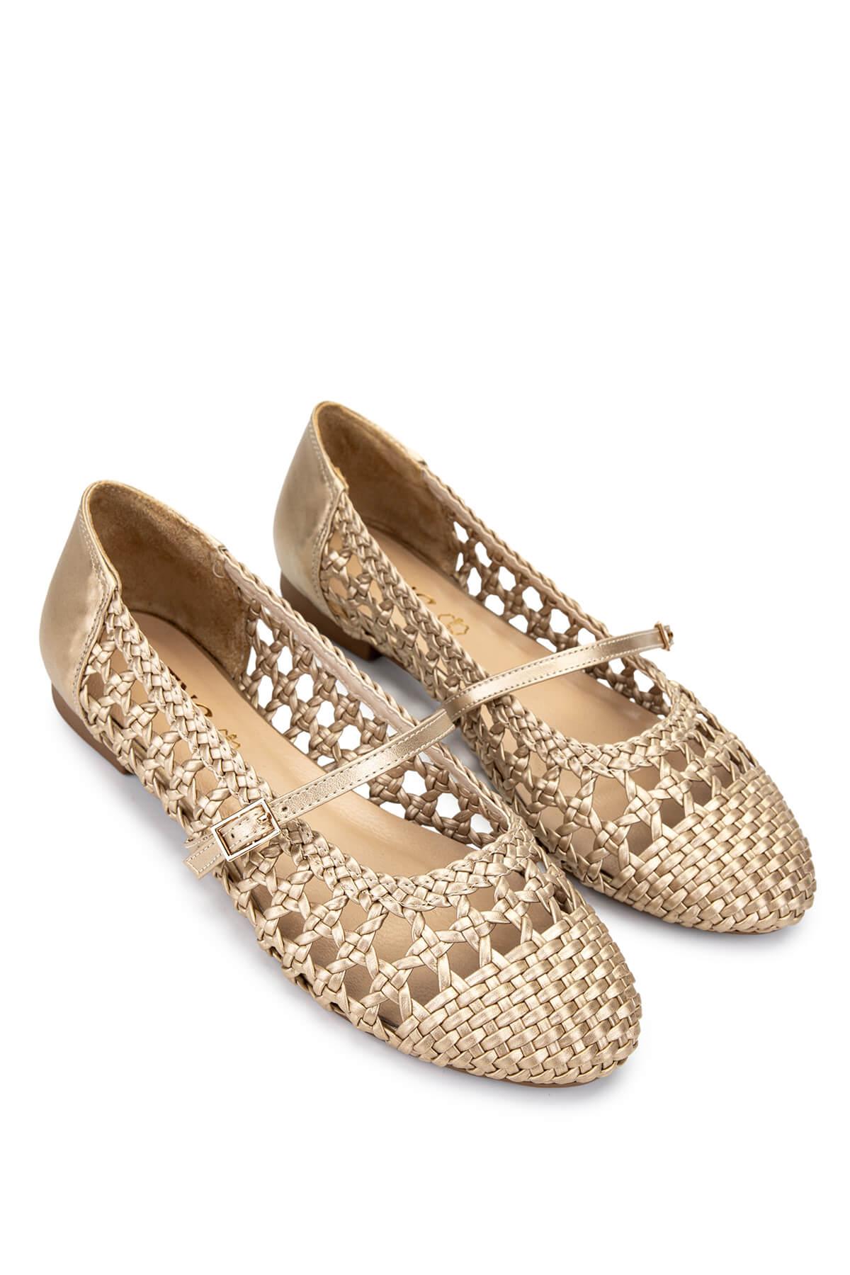 Tamer Tanca Kadın Vegan Altın Babet Ayakkabı