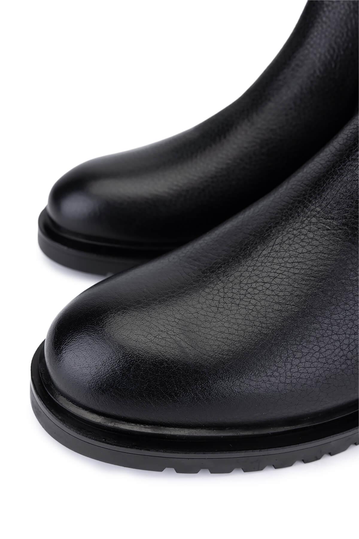 Tamer Tanca Erkek Hakiki Deri Siyah Floter Casual Bot