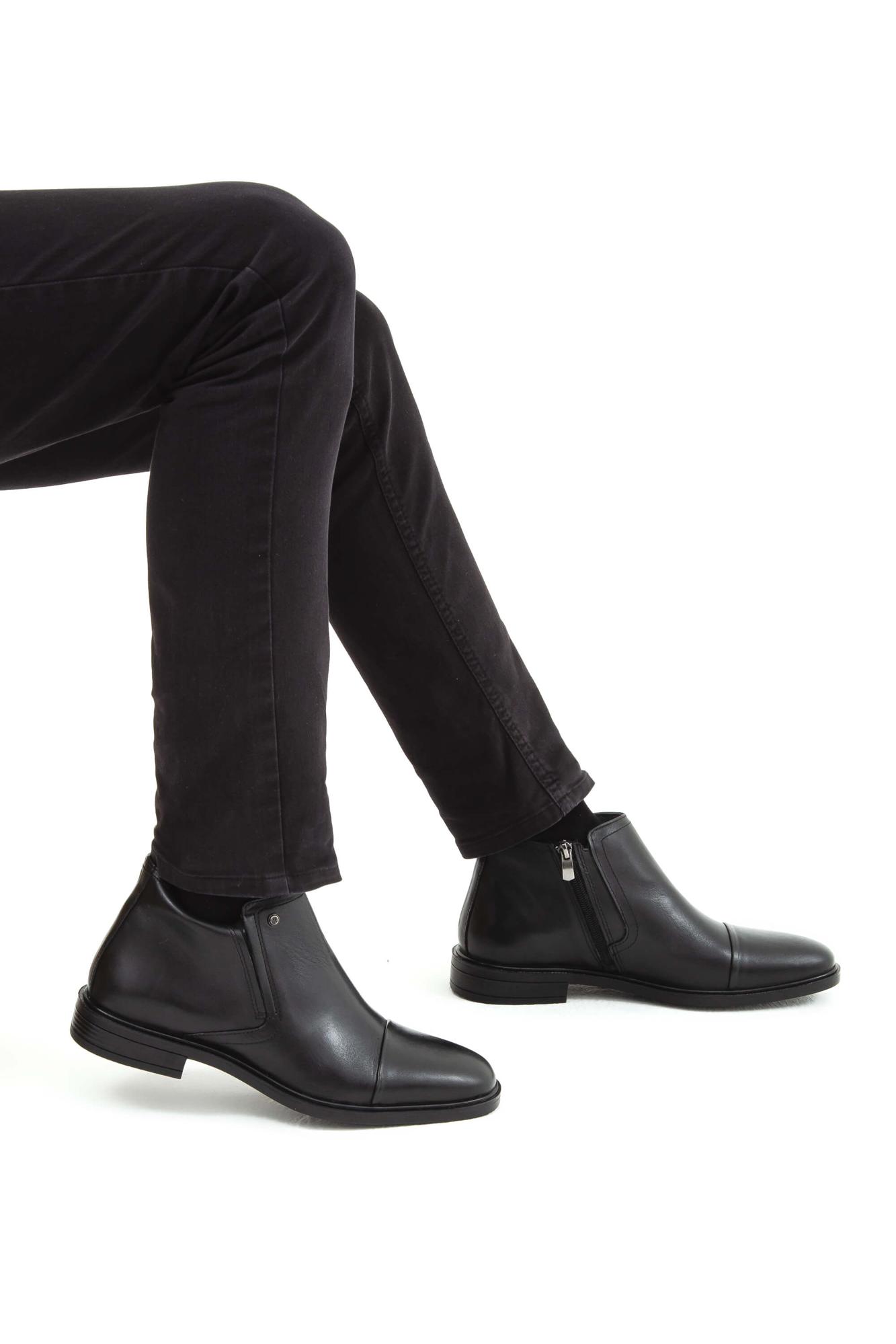 Tamer Tanca Erkek Hakiki Deri Siyah Klasik Bot