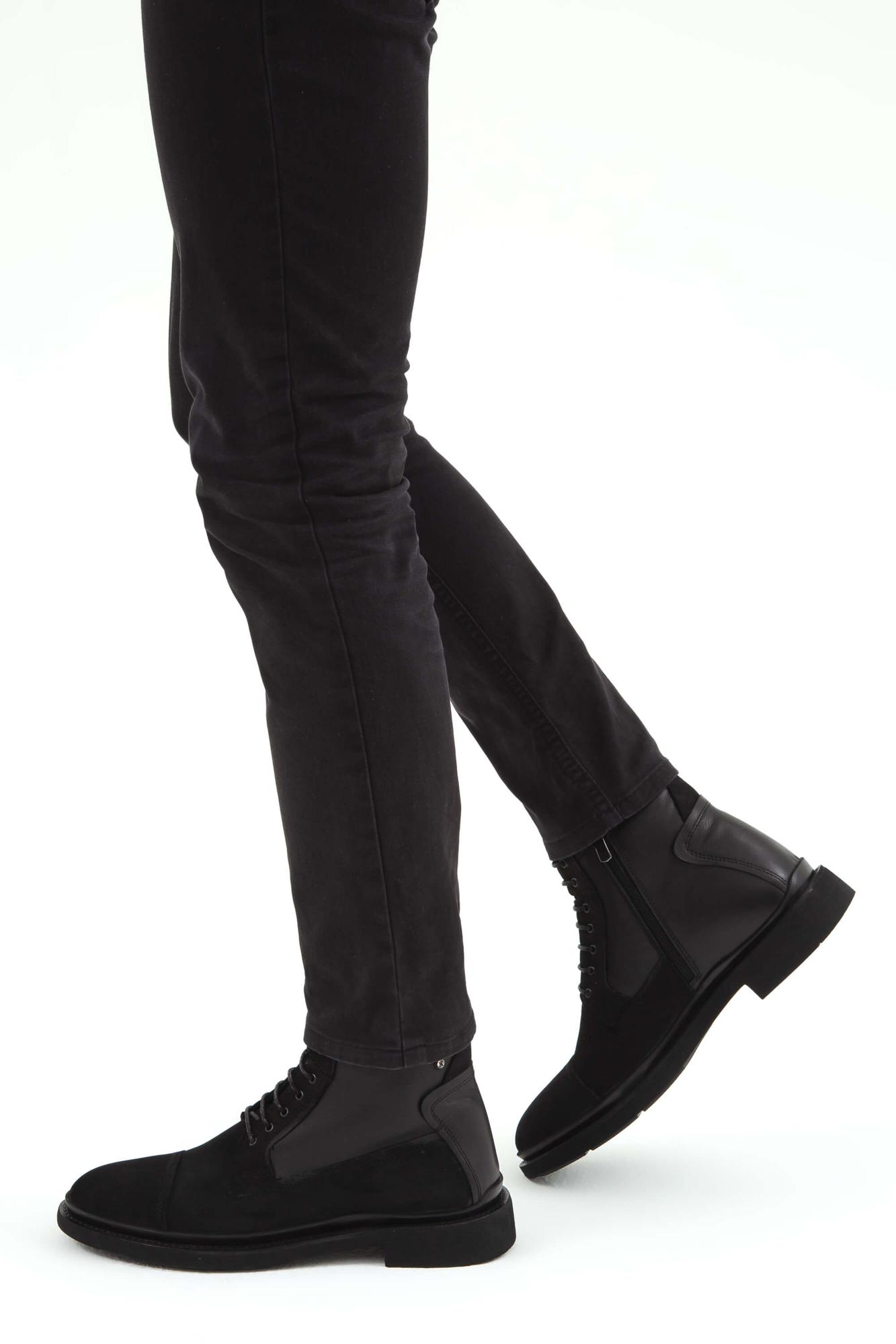 Tamer Tanca Erkek Hakiki Deri Siyah Nubuk POSTAL Bot