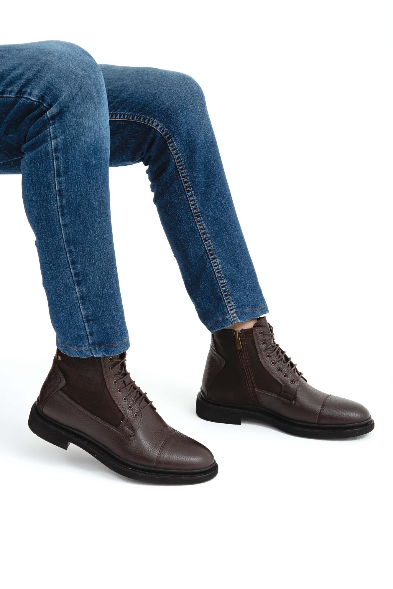 Tamer Tanca Erkek Hakiki Deri Kahverengi POSTAL Bot