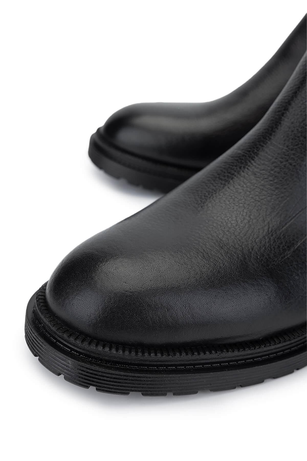 Tamer Tanca Erkek Hakiki Deri Siyah Casual Bot