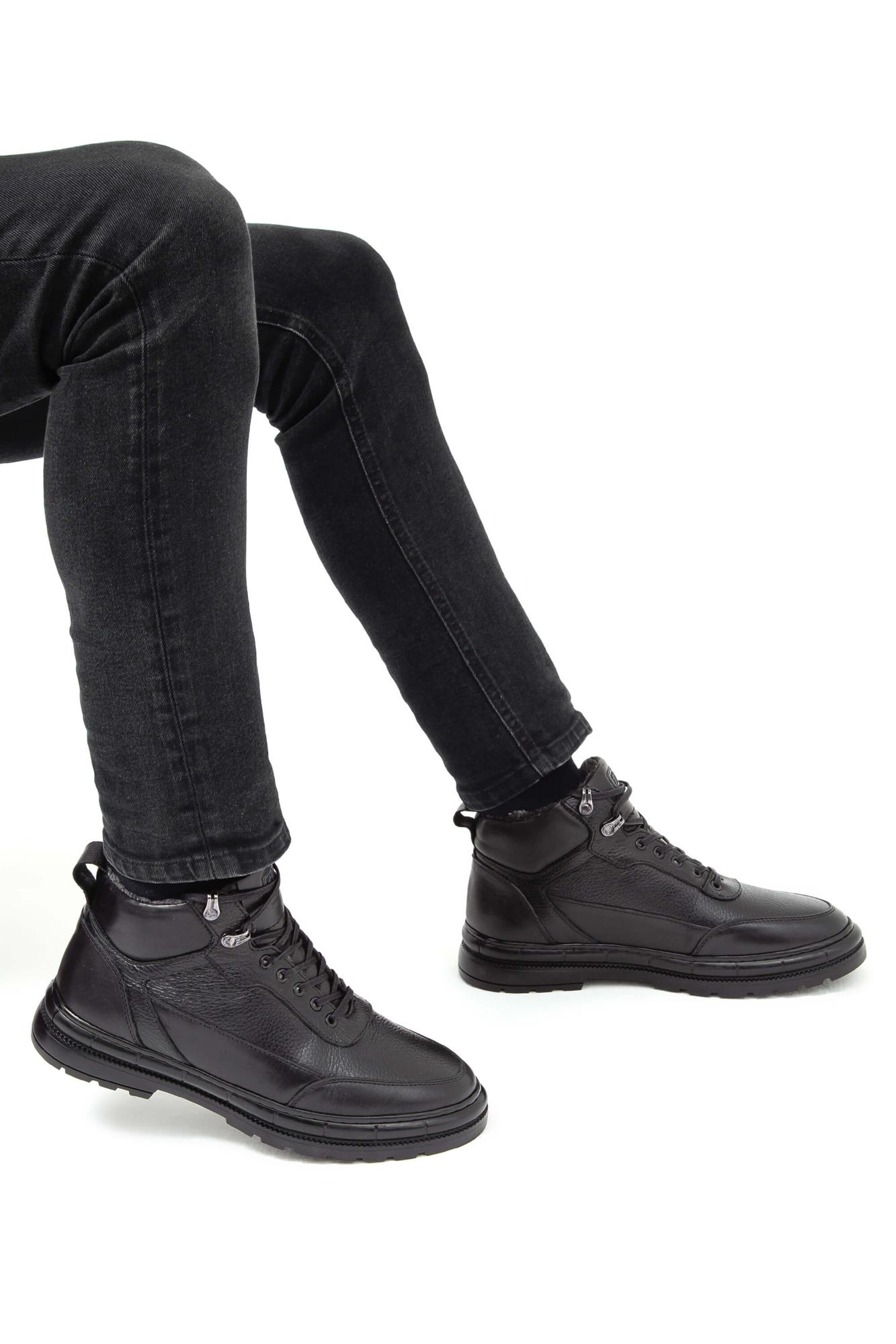 Tamer Tanca Erkek Hakiki Deri Siyah Casual Bot