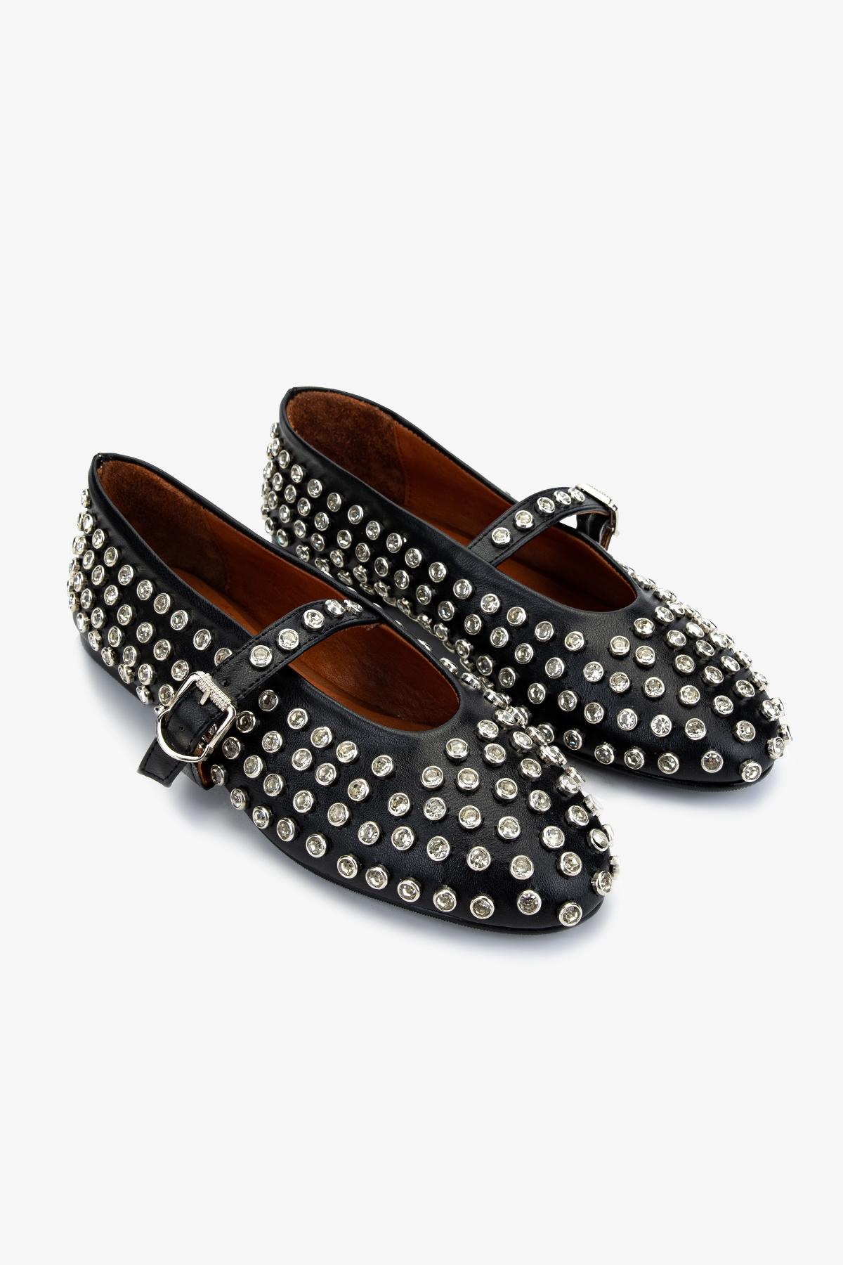 Valmenti Kadın Hakiki Deri Siyah Babet Ayakkabı