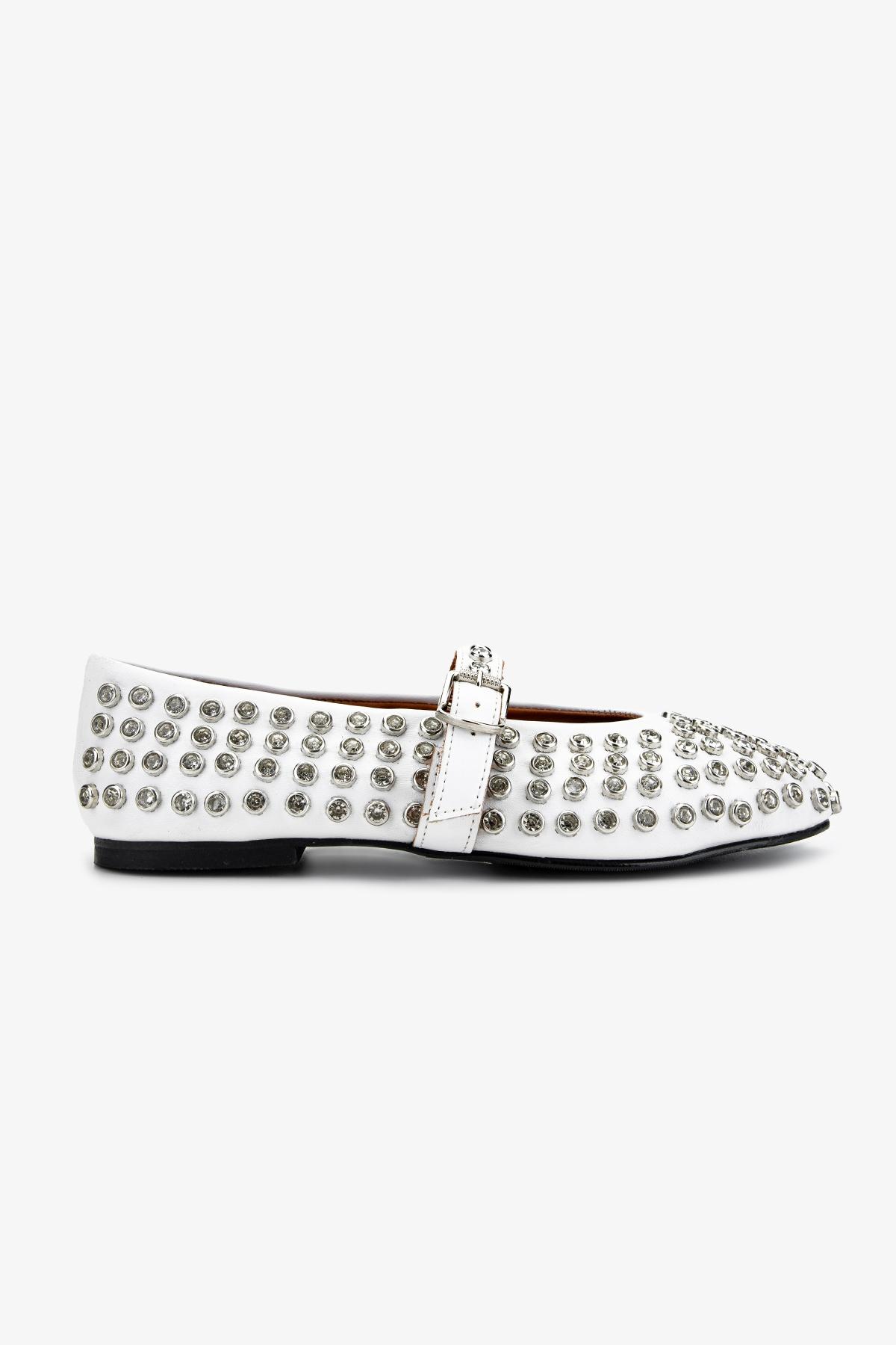 Valmenti Kadın Hakiki Deri Beyaz Babet Ayakkabı