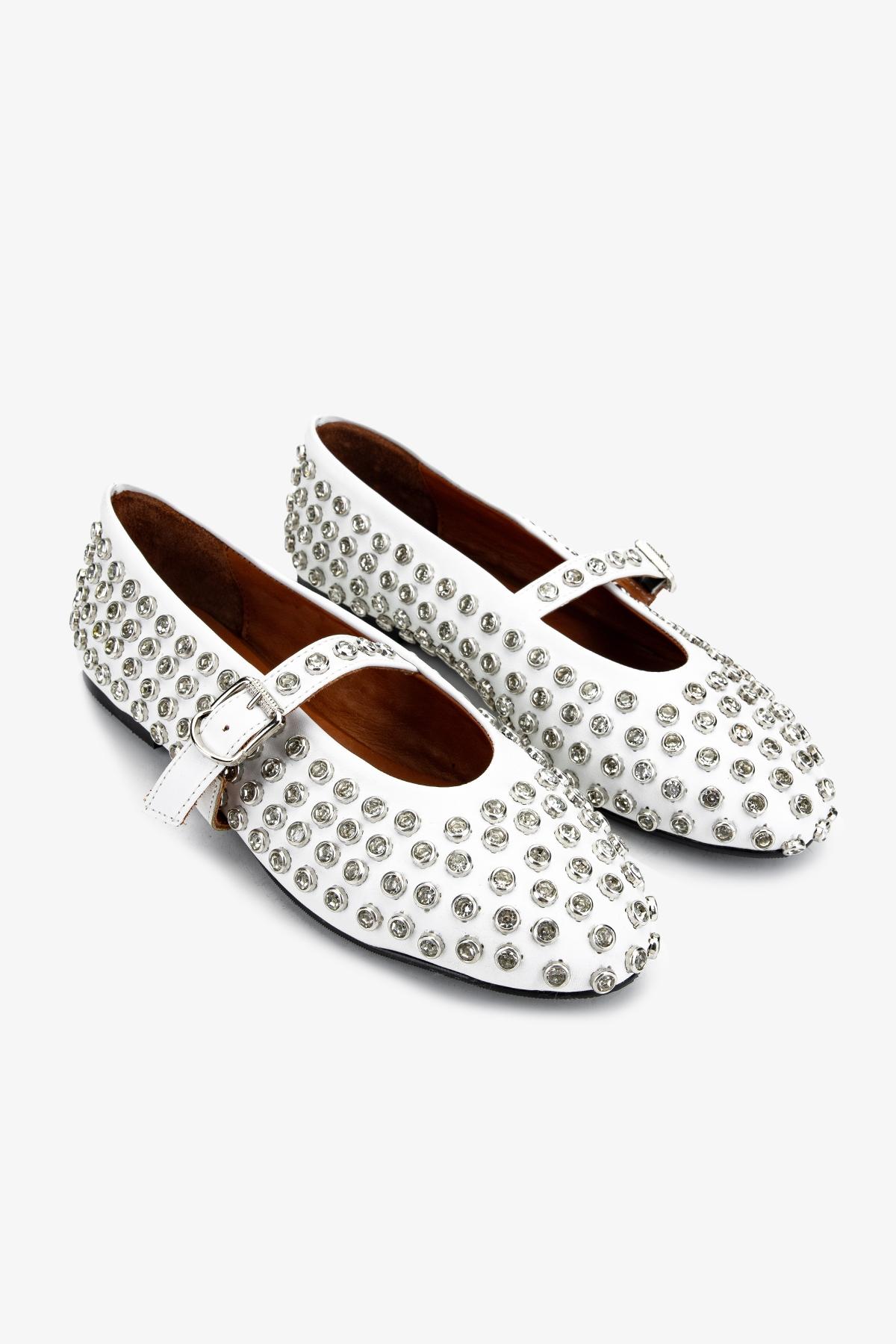 Valmenti Kadın Hakiki Deri Beyaz Babet Ayakkabı