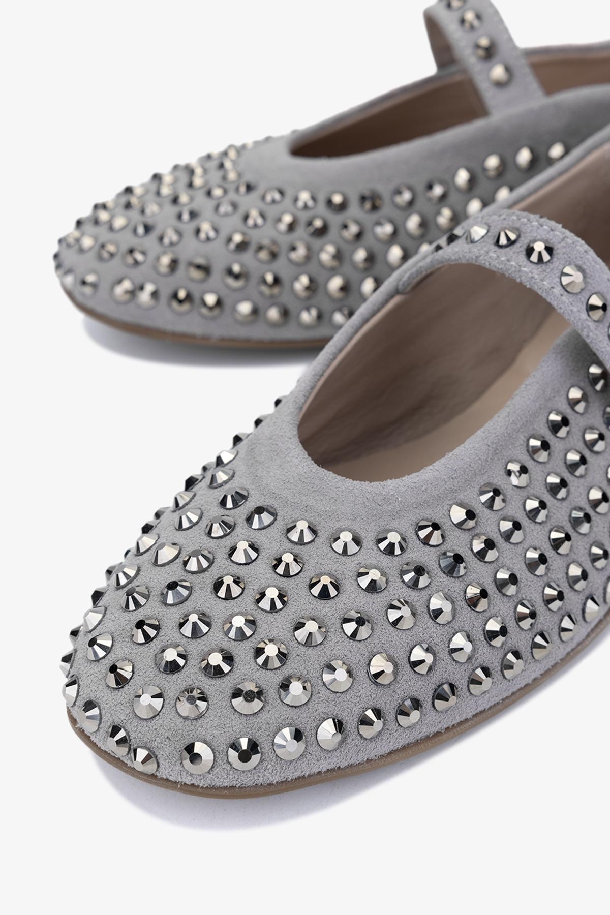 Valmenti Kadın Hakiki Deri Gri Babet Ayakkabı