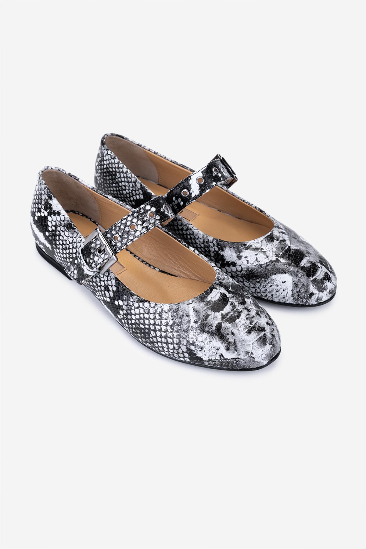 Valmenti Kadın Hakiki Deri Gri Babet Ayakkabı