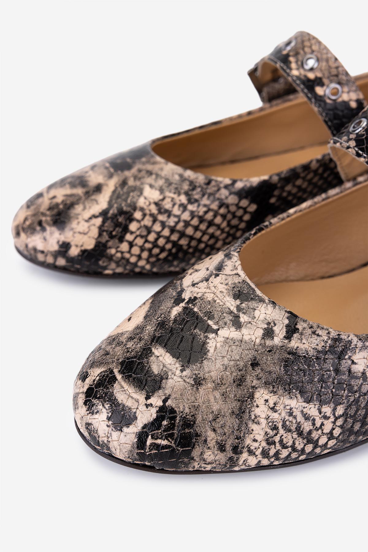 Valmenti Kadın Hakiki Deri Naturel Babet Ayakkabı