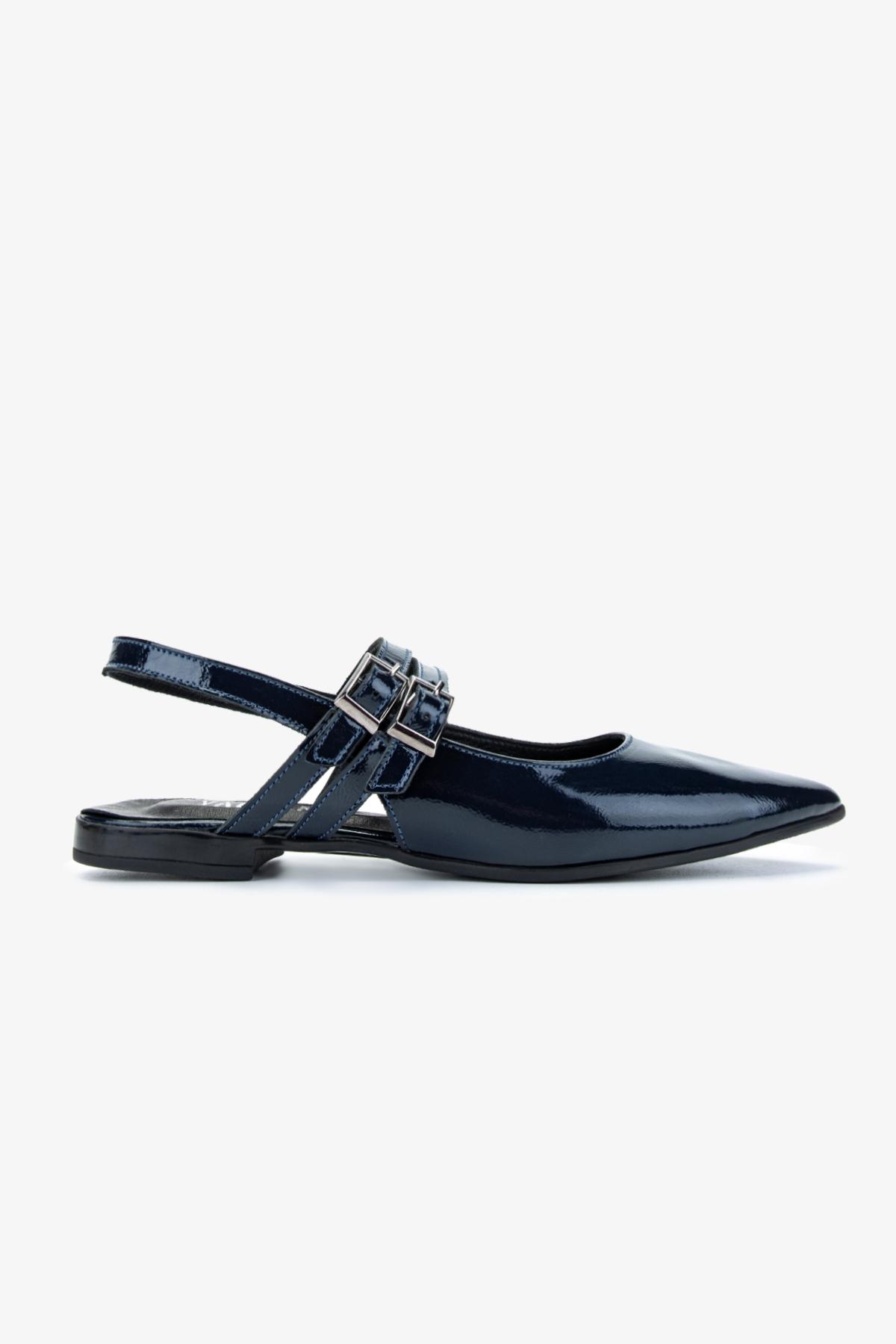 Valmenti Kadın Hakiki Deri Lacivert Rugan Babet Ayakkabı