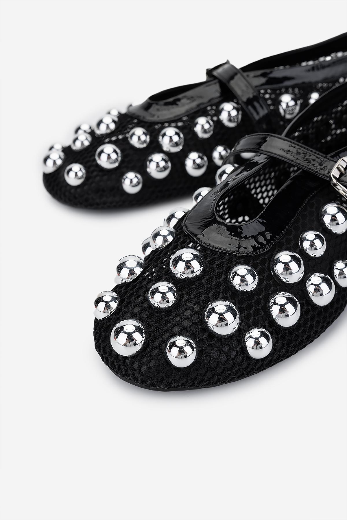 Valmenti Kadın Suni Deri Siyah Babet Ayakkabı