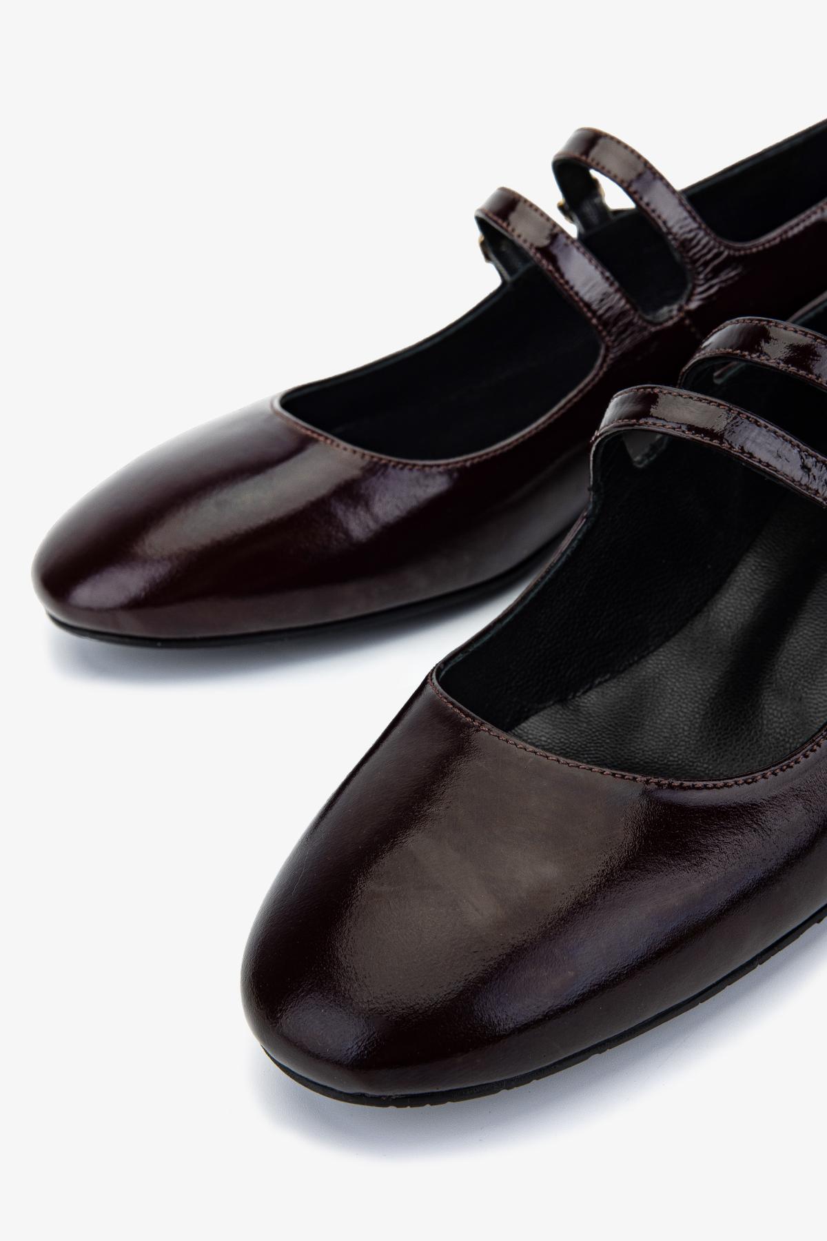 Valmenti Kadın Hakiki Deri Bordo Rugan Babet Ayakkabı