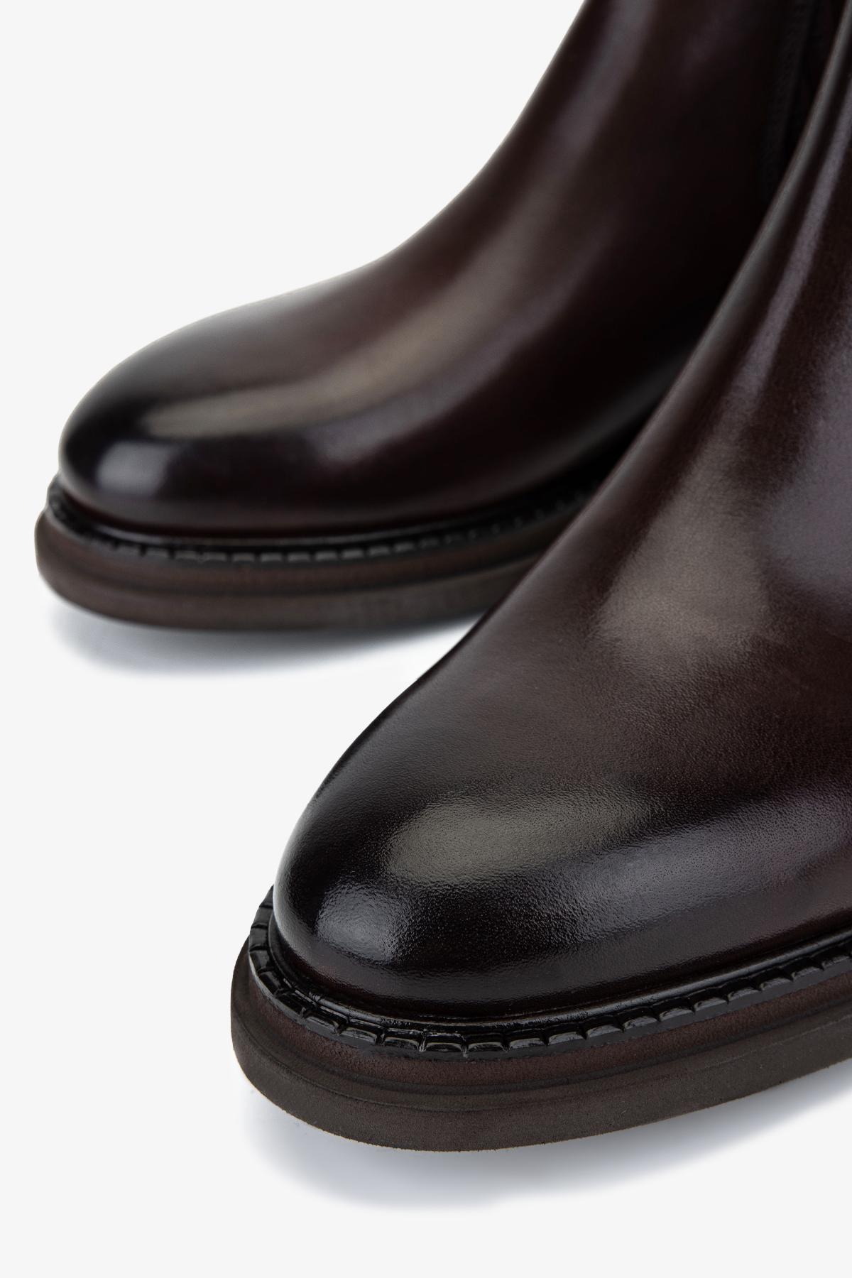 Valmenti Erkek Hakiki Deri Kahverengi Düz Bot