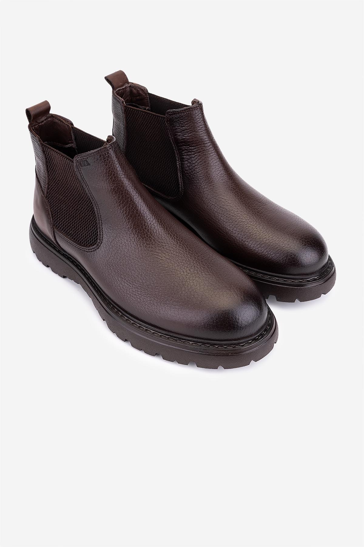 Valmenti Erkek Hakiki Deri Kahverengi Casual Bot