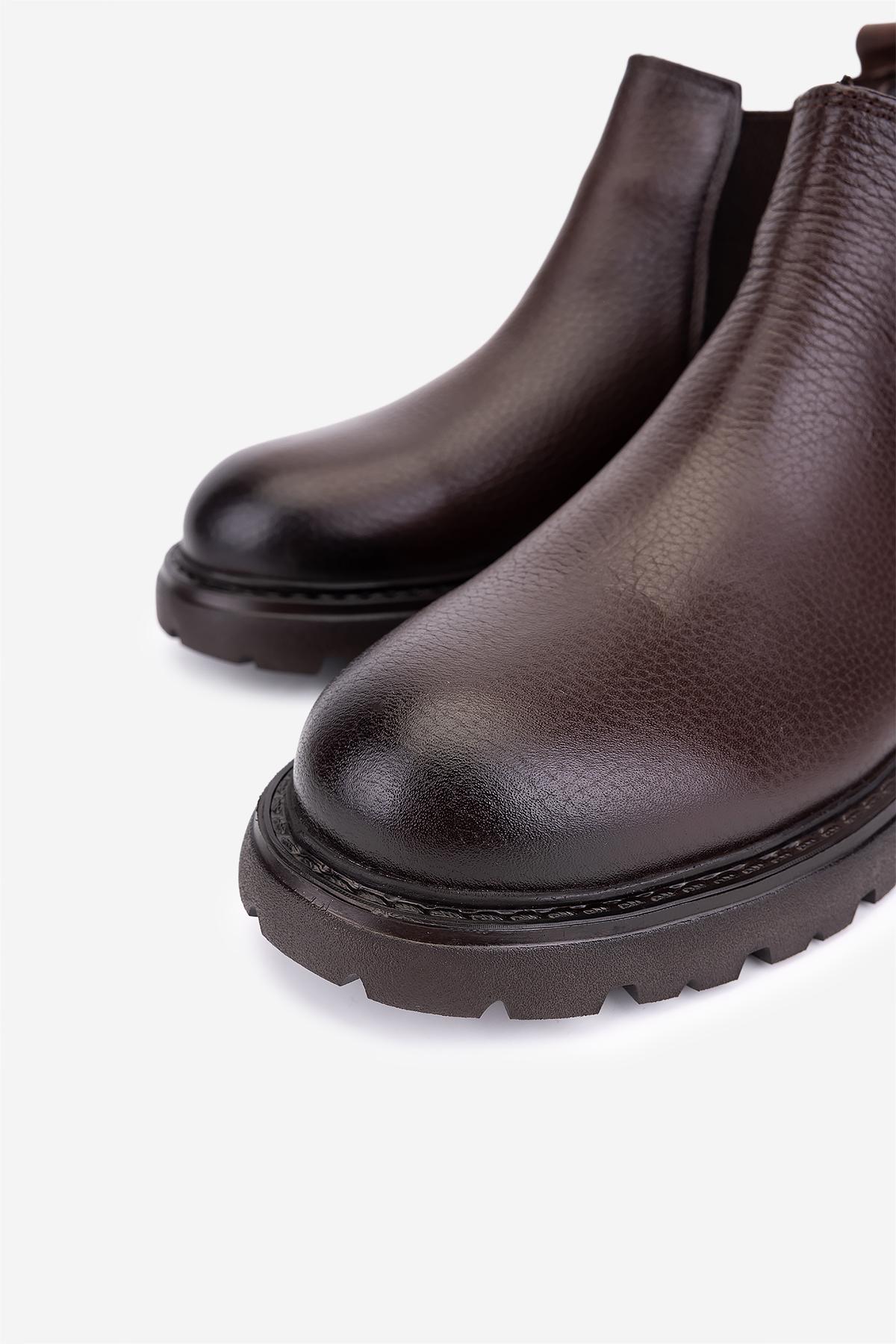 Valmenti Erkek Hakiki Deri Kahverengi Casual Bot