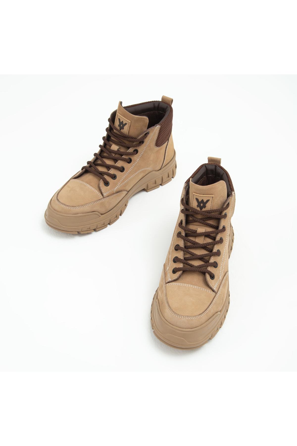 Valmenti Erkek Hakiki Deri Bej Casual Bot